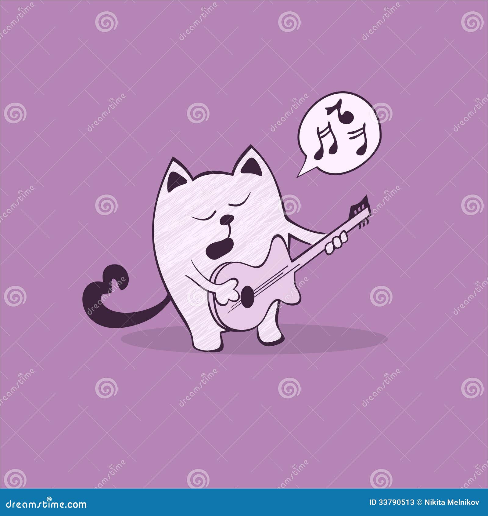 Gatto che gioca chitarra illustrazione vettoriale. Illustrazione di