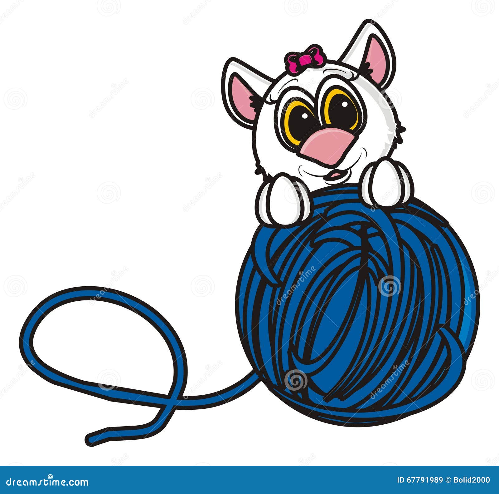 Gatto con un gomitolo di filo