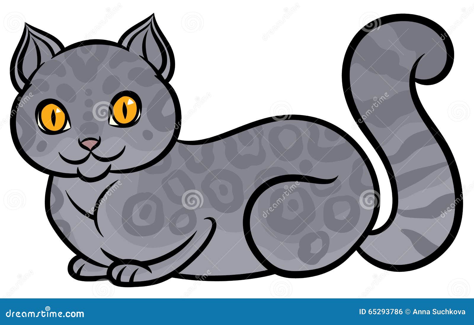 Gatto Di Menzogne Grigio Isolato Illustrazione Vettoriale Illustrazione Di Pussycat Menzogne 65293786