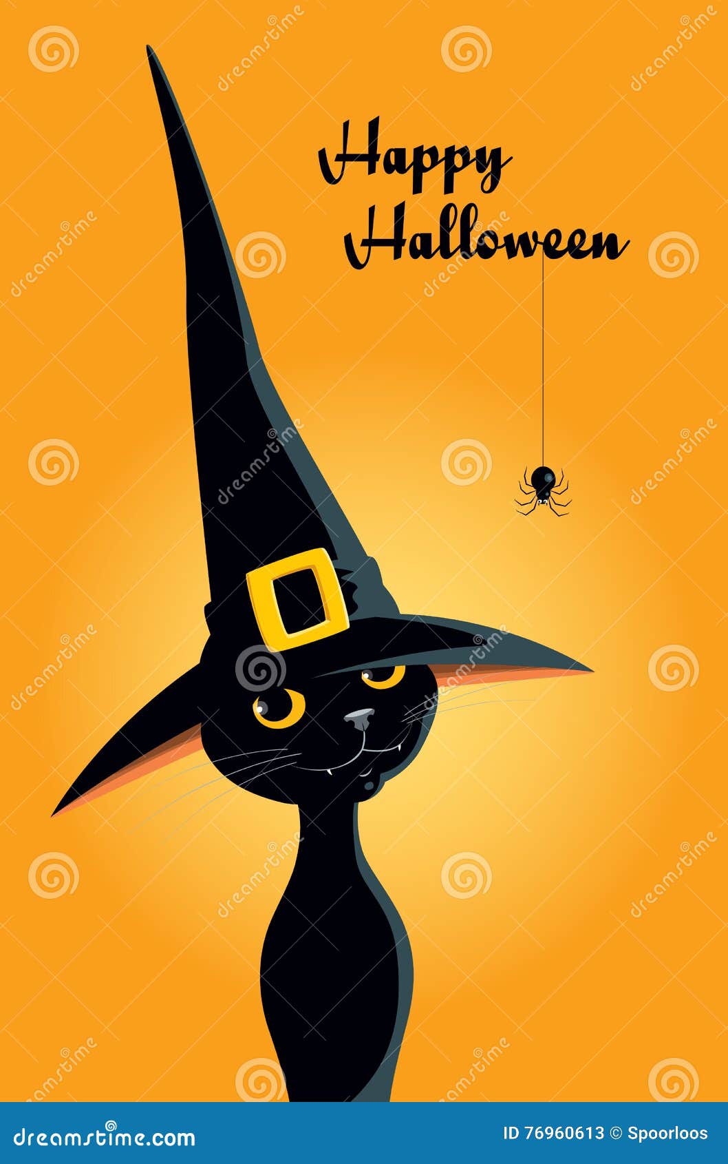Il Gatto Della Strega Di Halloween Sulla Zucca Illustrazione Vettoriale - Foto 10