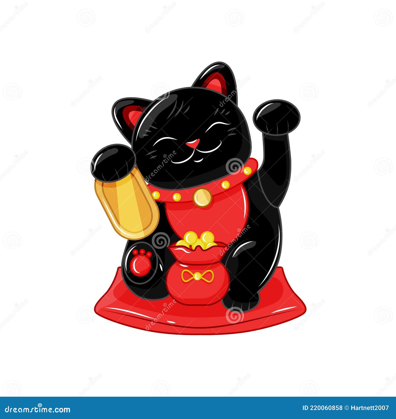 Gatto Tradizionale Giapponese Maneki Neko. Una Statuina Con Una Borsa Di  Monete D'oro Simbolo Di Fortuna E Ricchezza. Vettore Illustrazione  Vettoriale - Illustrazione di gatto, coltura: 220060858