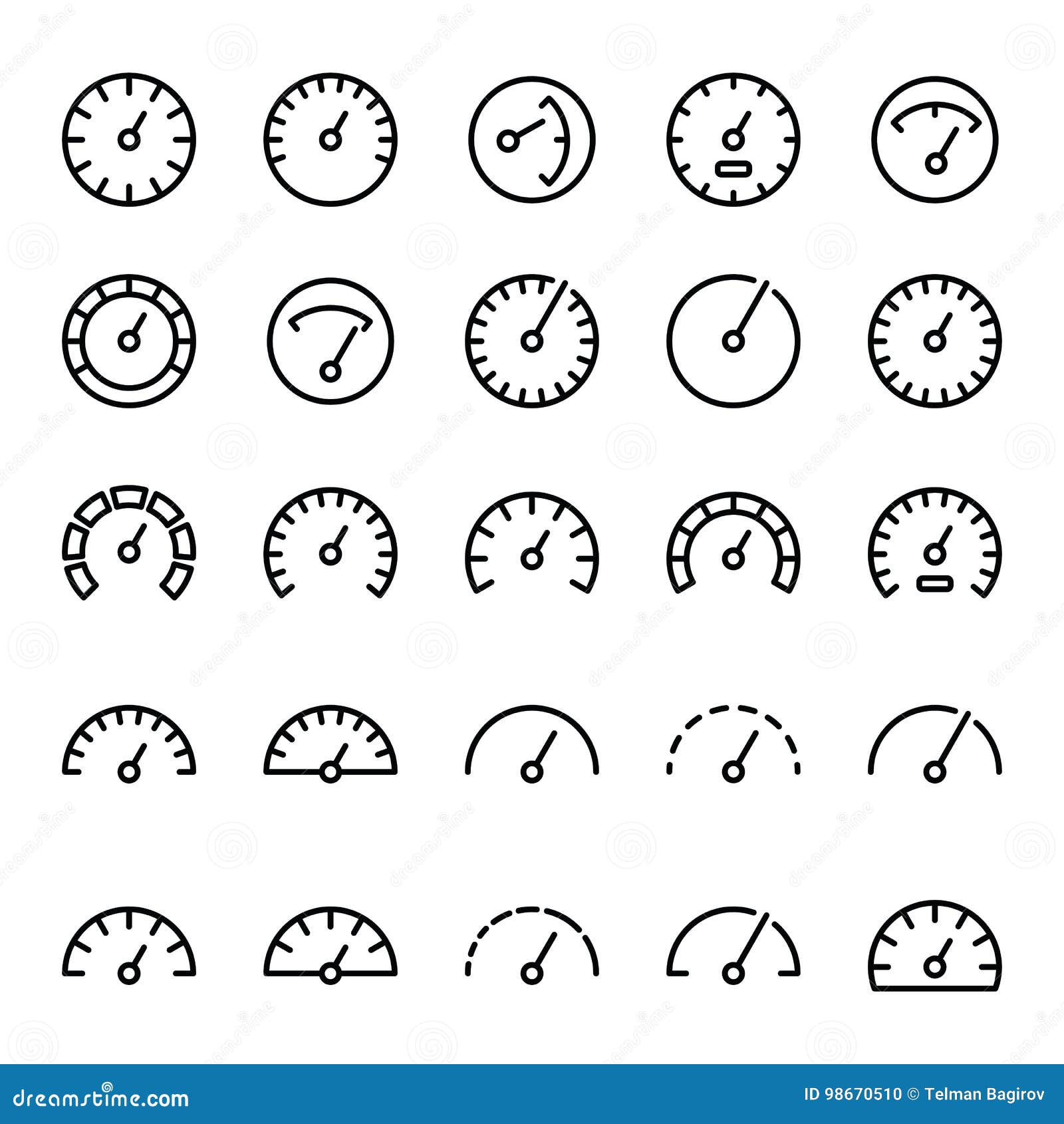 Gauge Icons Set on White Background Stock Illustration Illustration