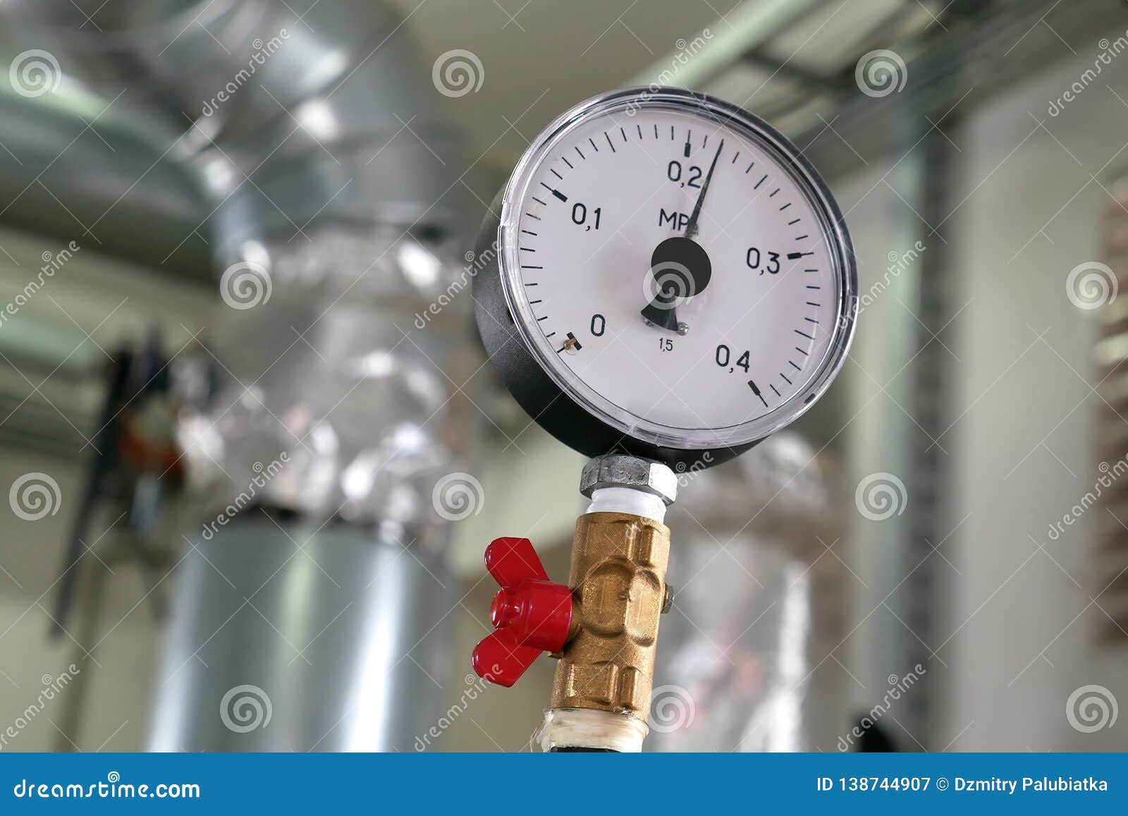 The Gauge Pressure in the Heating System Stock Image Image of