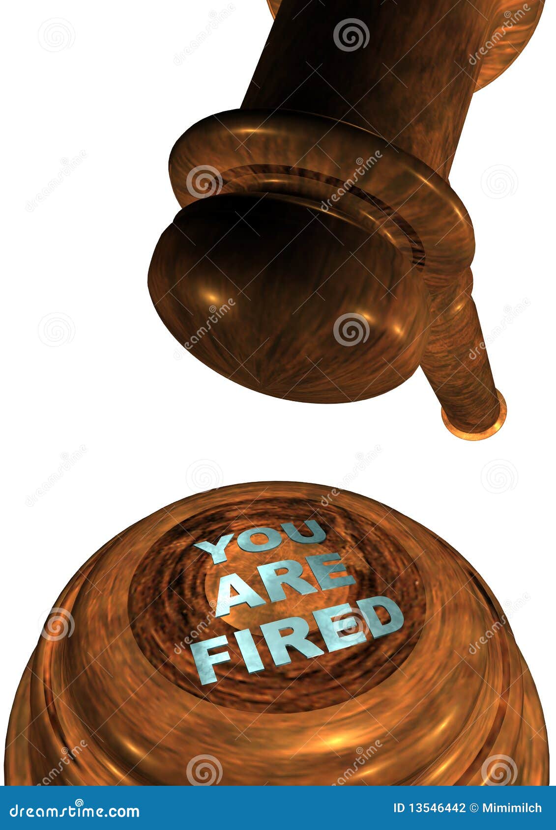 Gavel with YOU are FIRED stock illustration. Illustration of brown