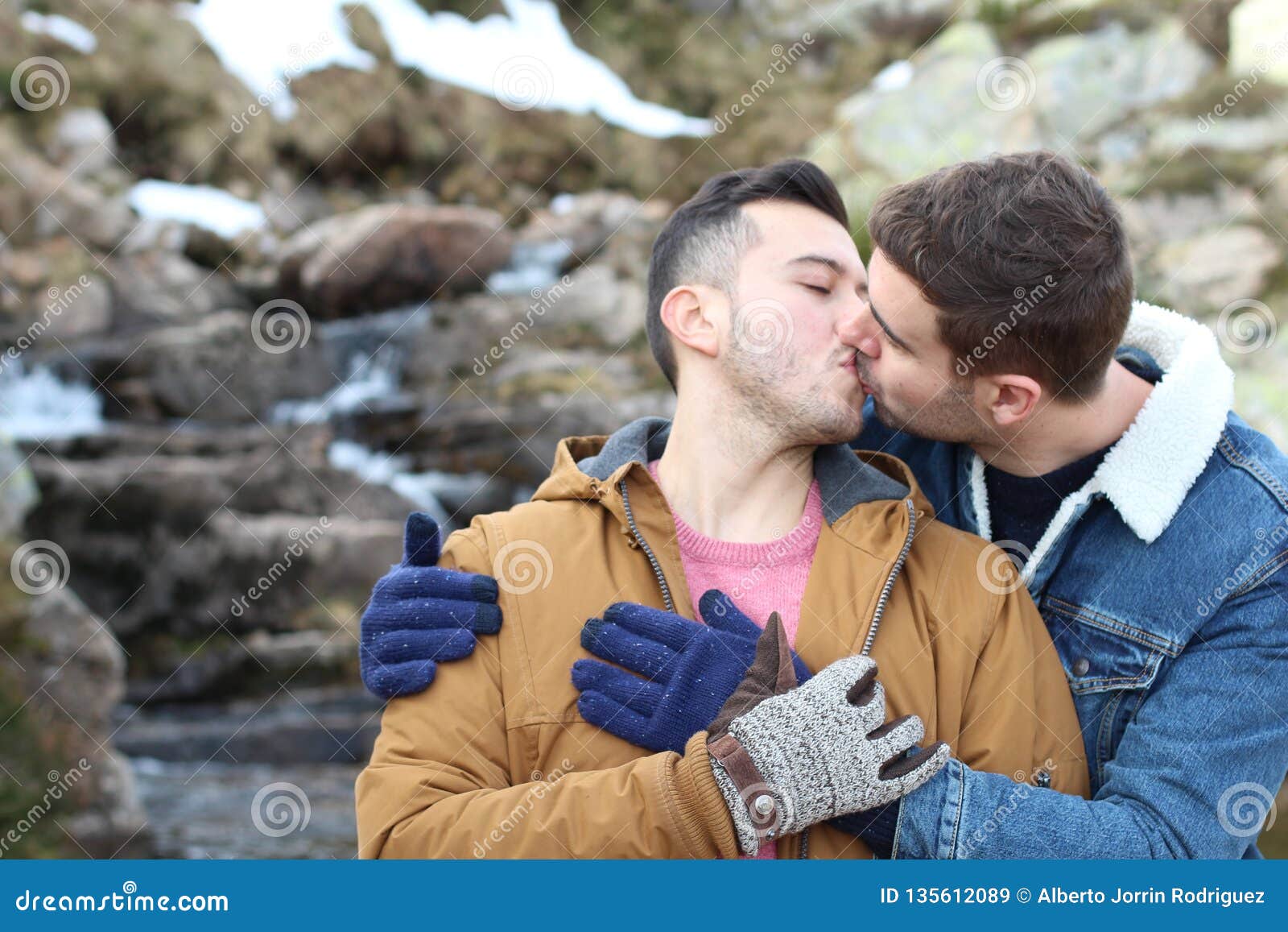 Couple Kissing in Nature Stock Image - Image of family, american: