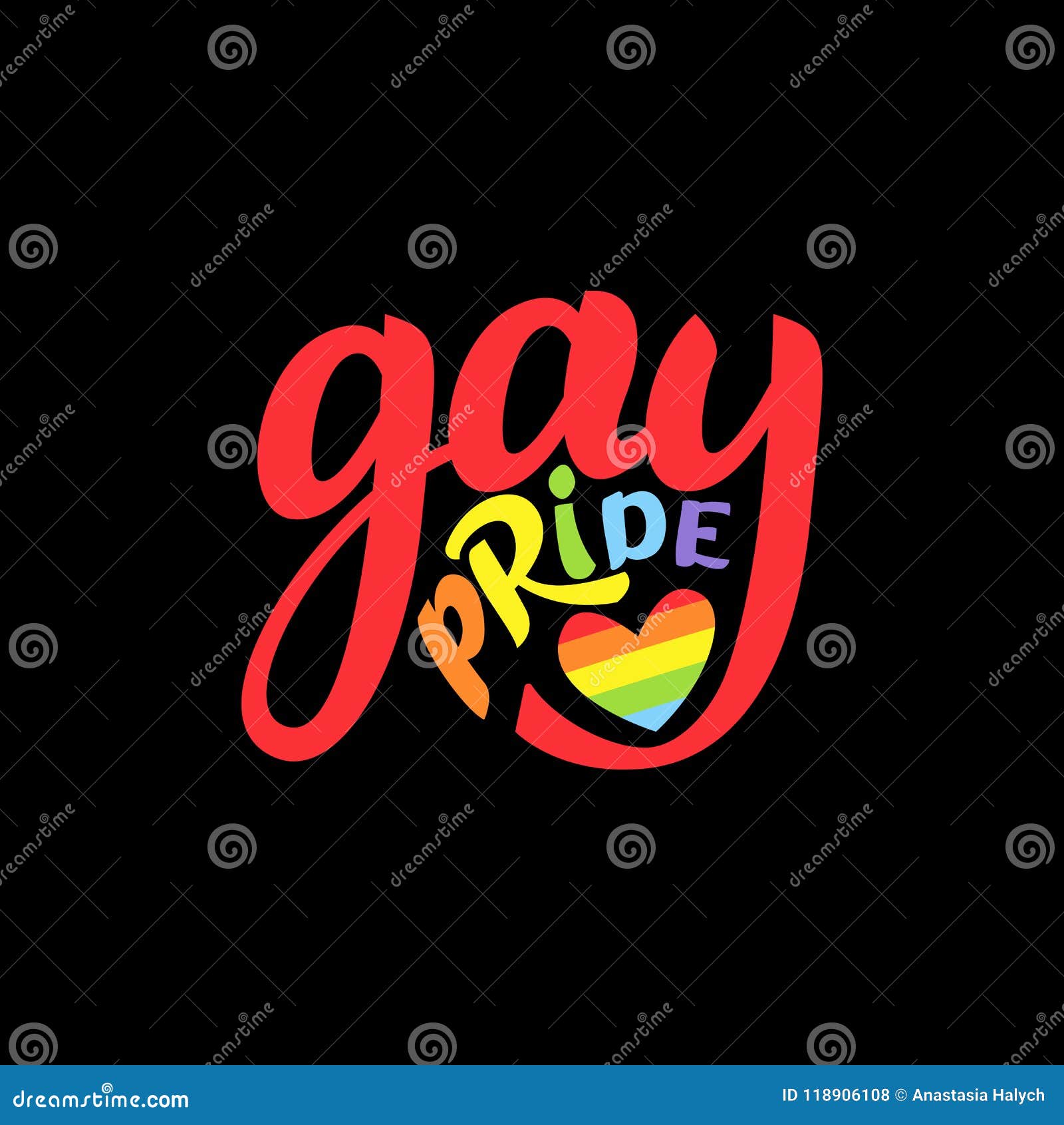 Gay Lettering Conceptual Poster With Lgbt Rainbow Hand Lettering Colorful Glitter Handwritten