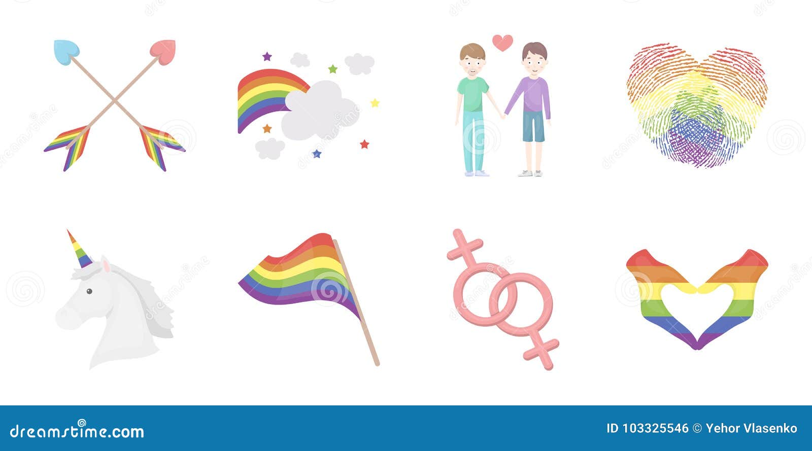 Gay And Lesbian Icons In Set Collection For Design Sexual