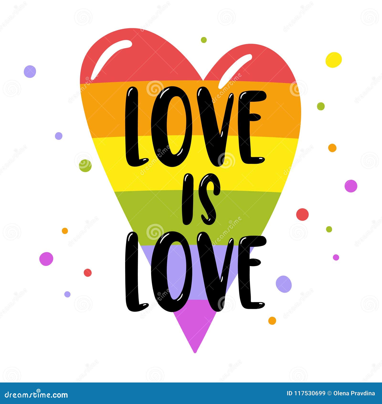 Gay Pride Lettering on a Rainbow Heart, Inscription Love is Love. LGBT ...