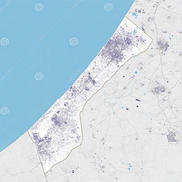 Gaza Strip Map. Detailed Topography Shape of Political Administrative