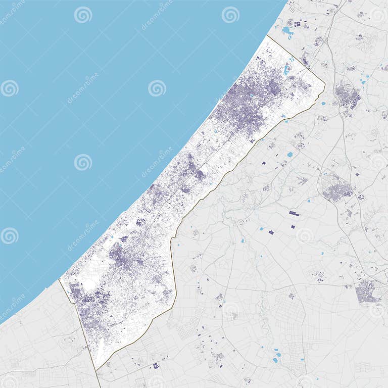 Gaza Strip Map. Detailed Topography Shape of Political Administrative