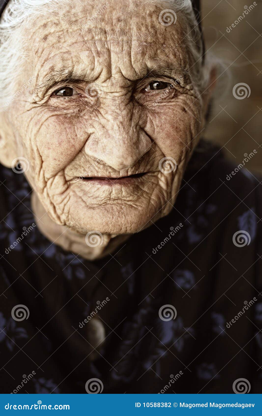 gaze of senior woman