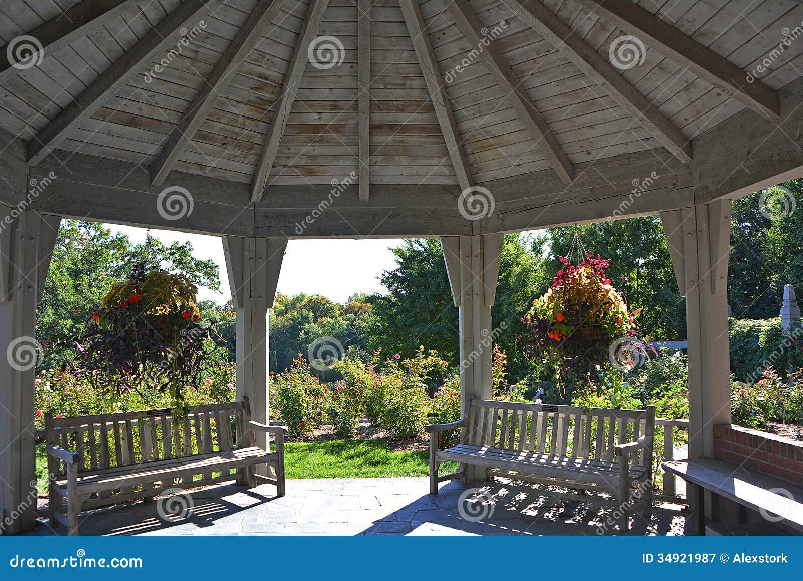 Gazebo Interior stock image. Image of bench, flowers 34921987