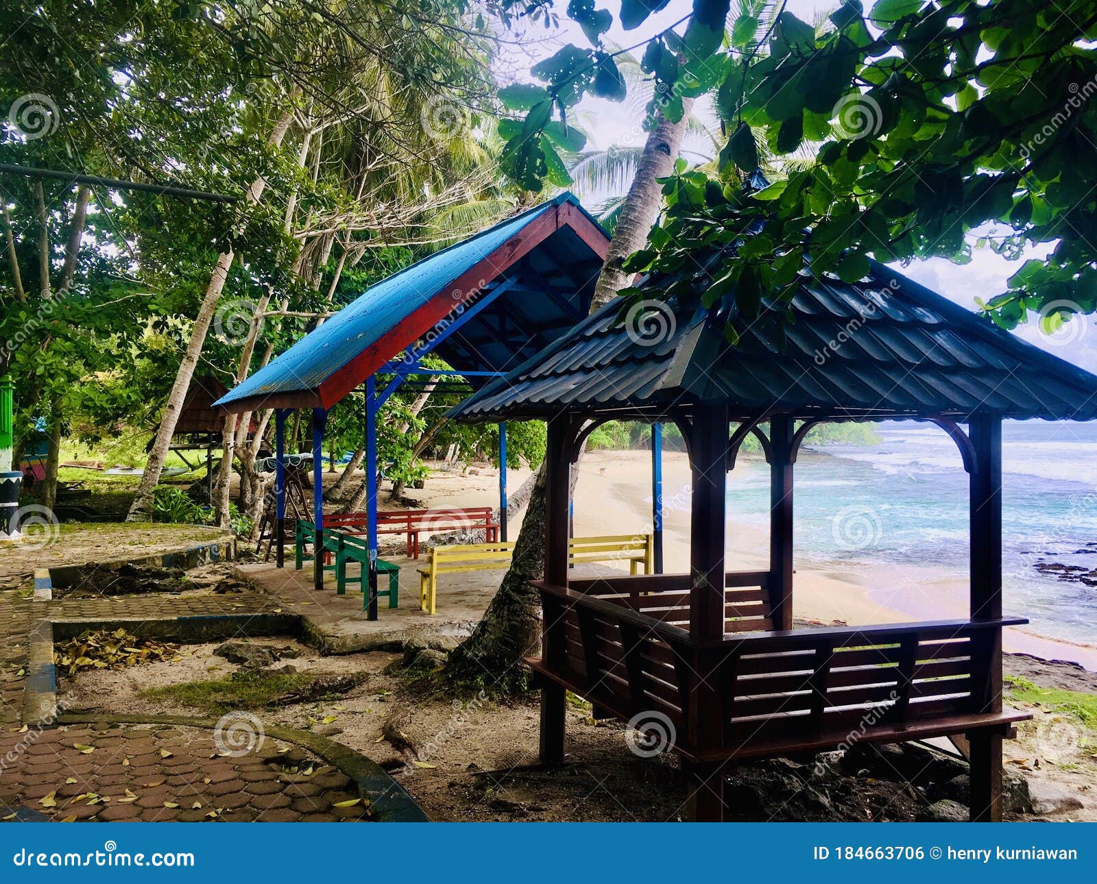 Simple Gazebos on the Beach Stock Photo Image of plant, vacation