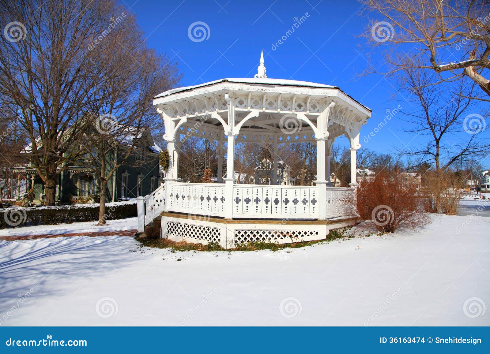 Gazebo in Snow stock photo. Image of small, seasons, town 36163474