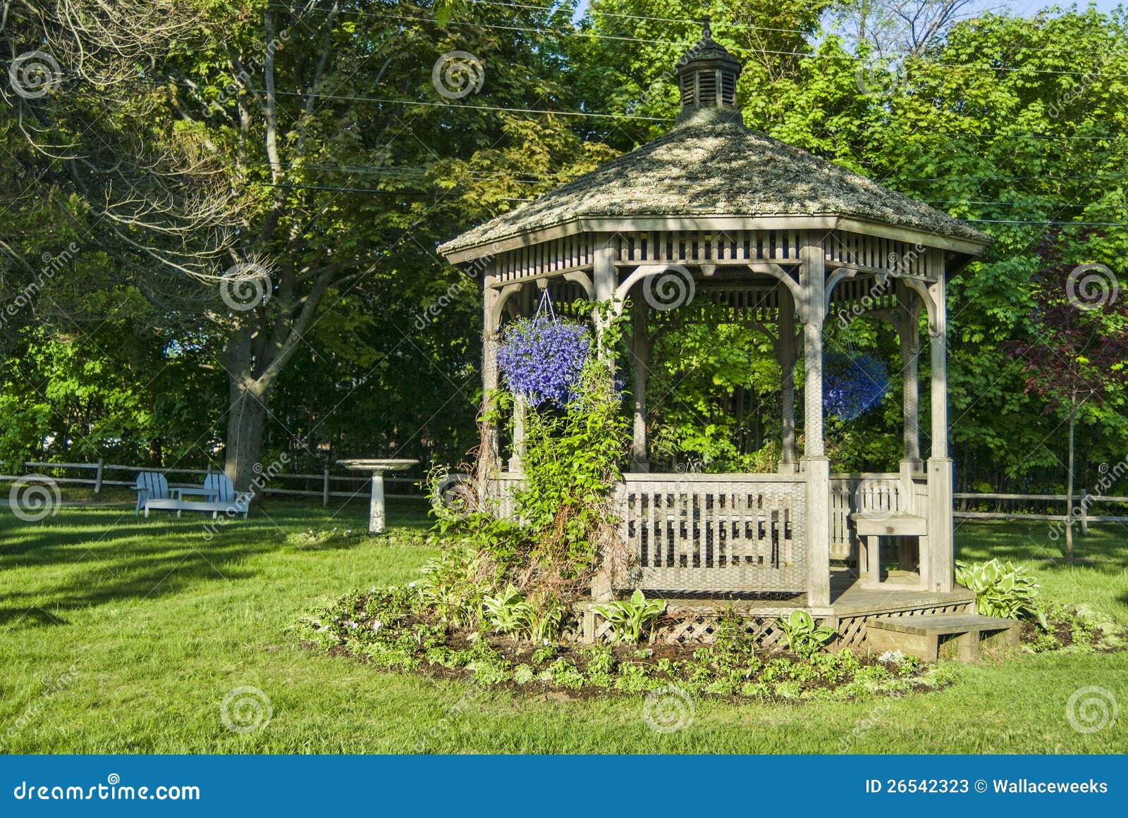 Gazebo with Spring Flowers stock image. Image of coast 26542323