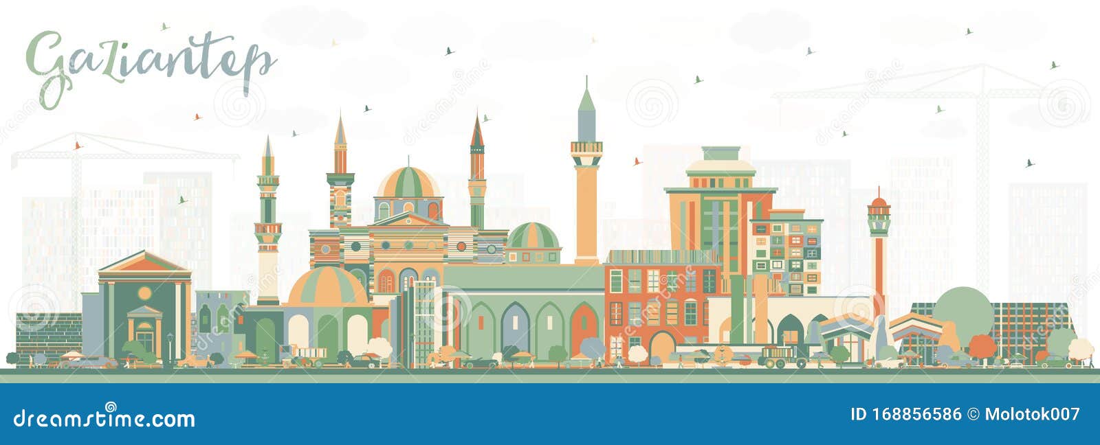 gaziantep turkey city skyline with color buildings