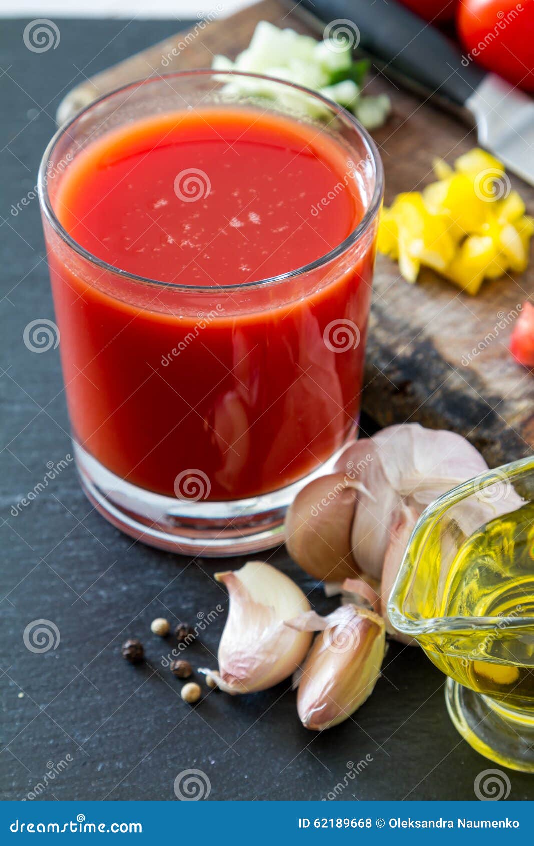 Gazpacho Soup and Ingredients Stock Photo Image of bowl, fresh 62189668