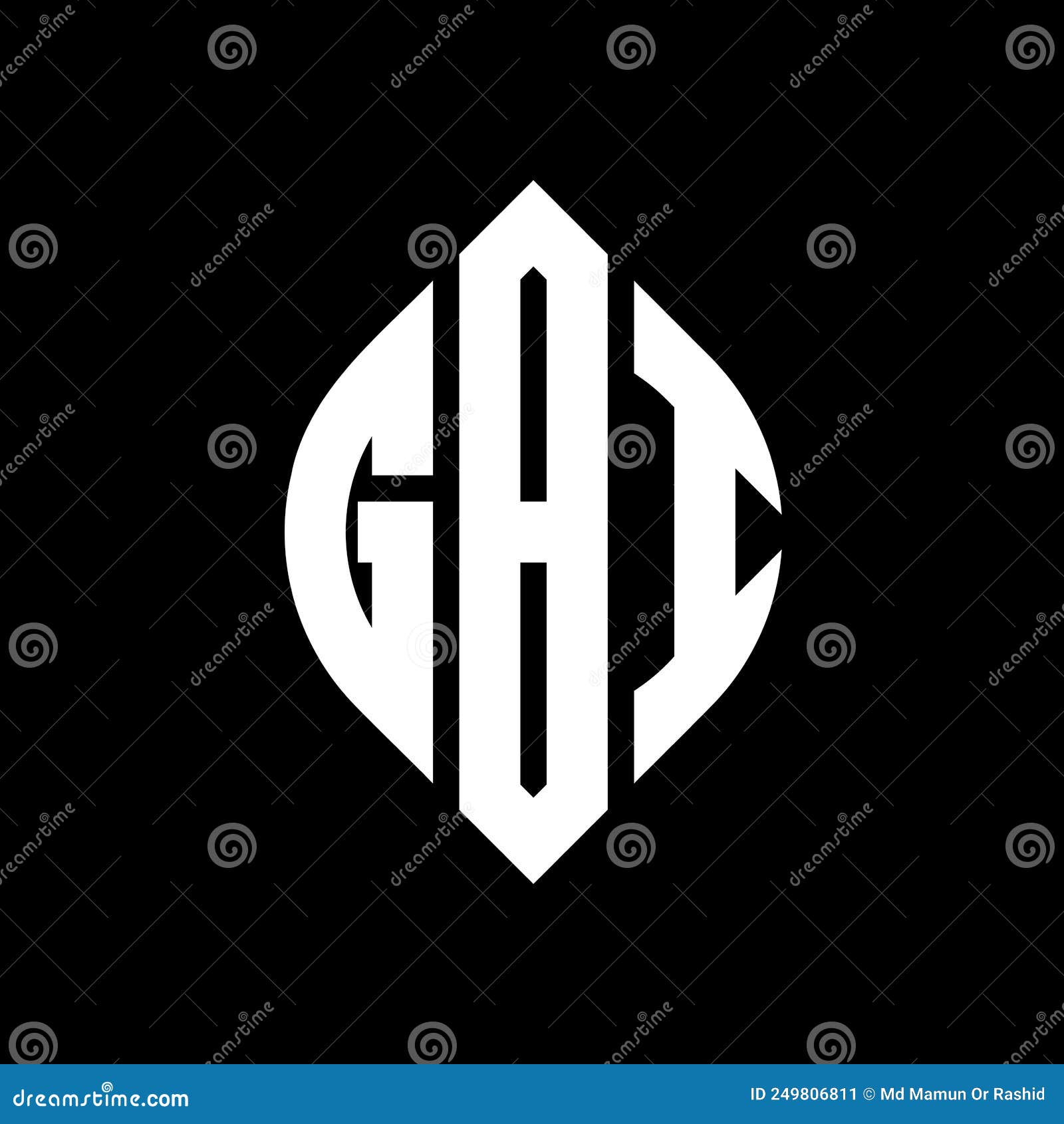 gbi circle letter logo  with circle and ellipse . gbi ellipse letters with typographic style. the three initials form a