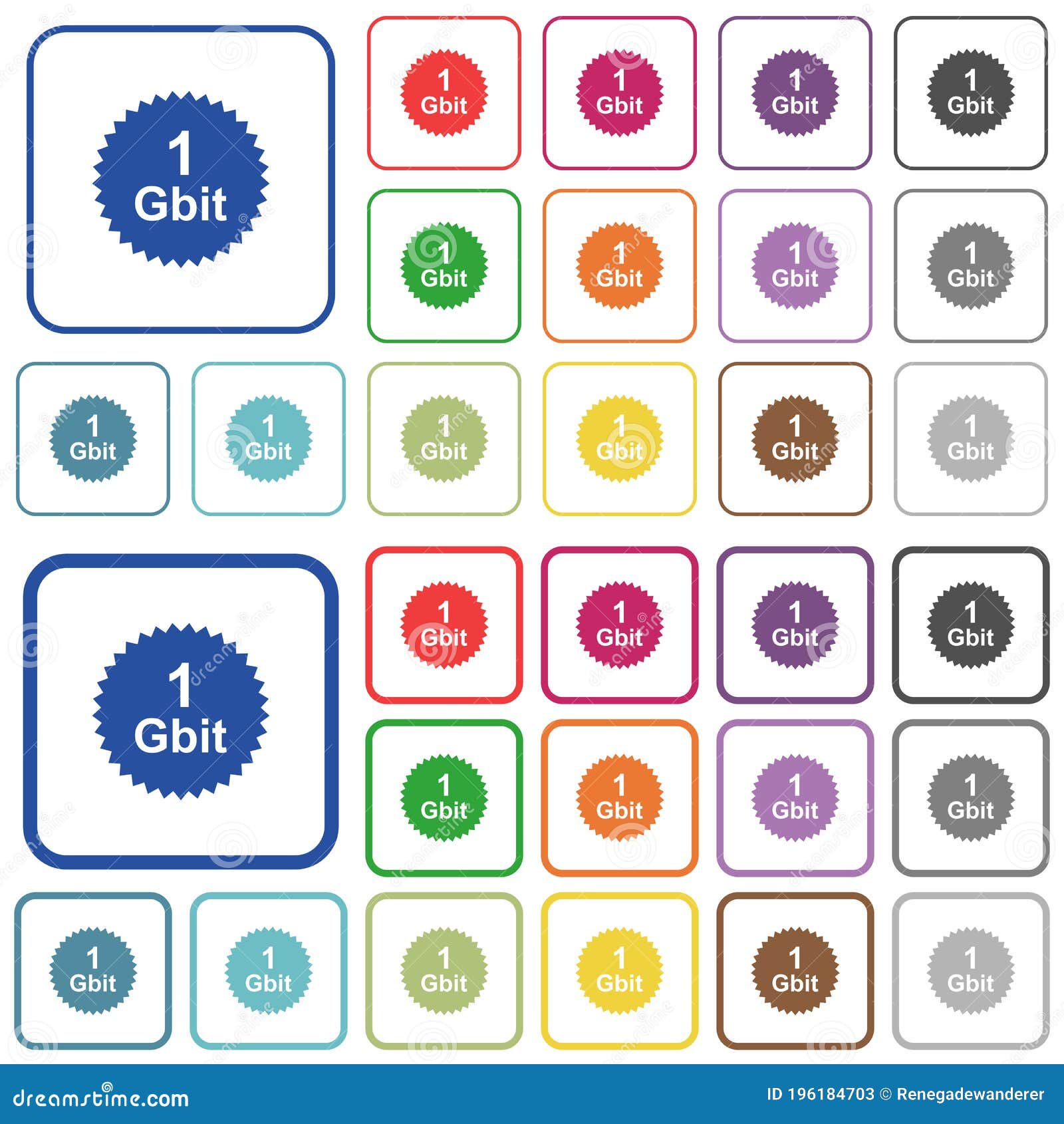 1 gbit guarantee sticker outlined flat color icons