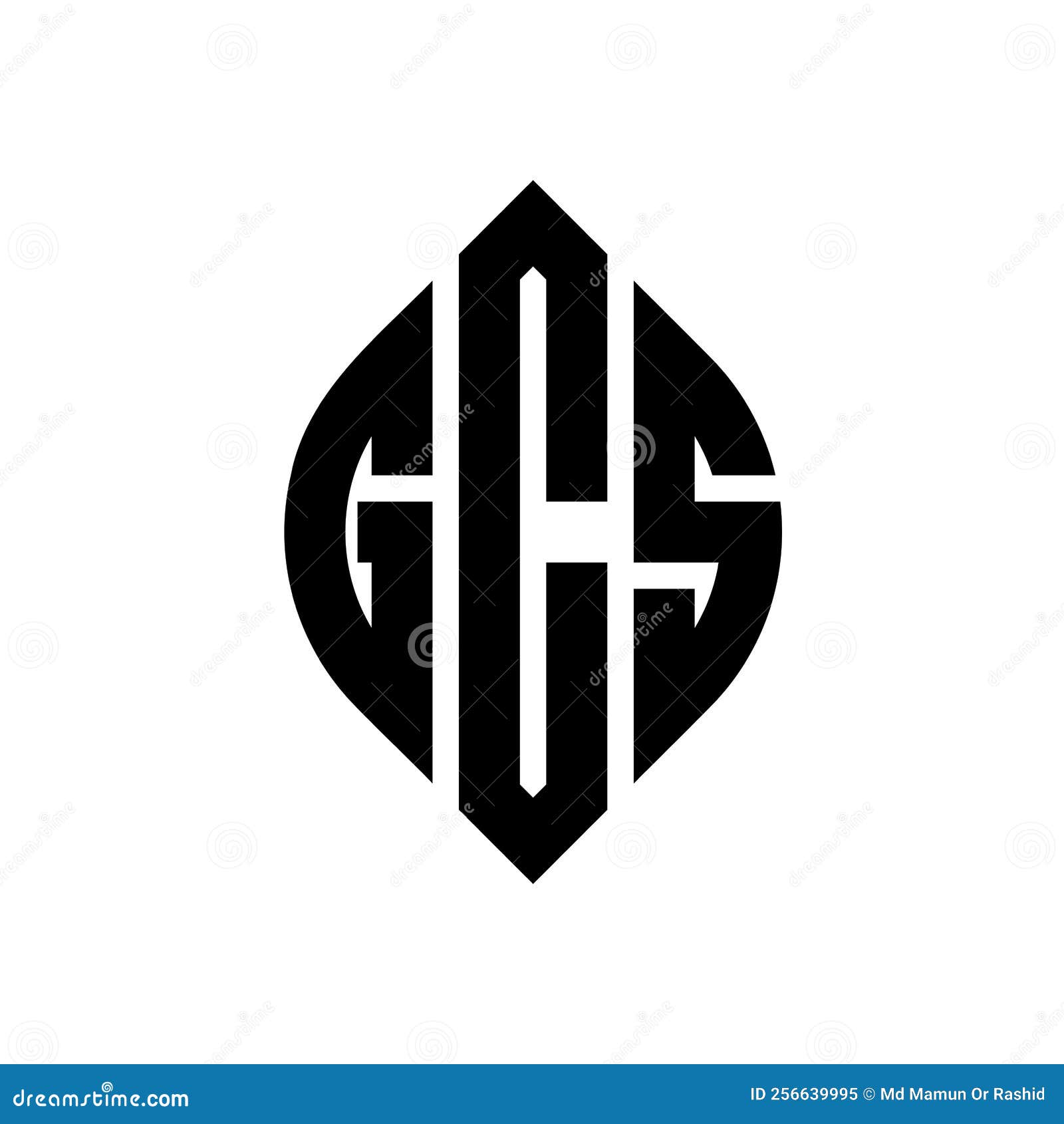 gcs circle letter logo  with circle and ellipse . gcs ellipse letters with typographic style. the three initials form a