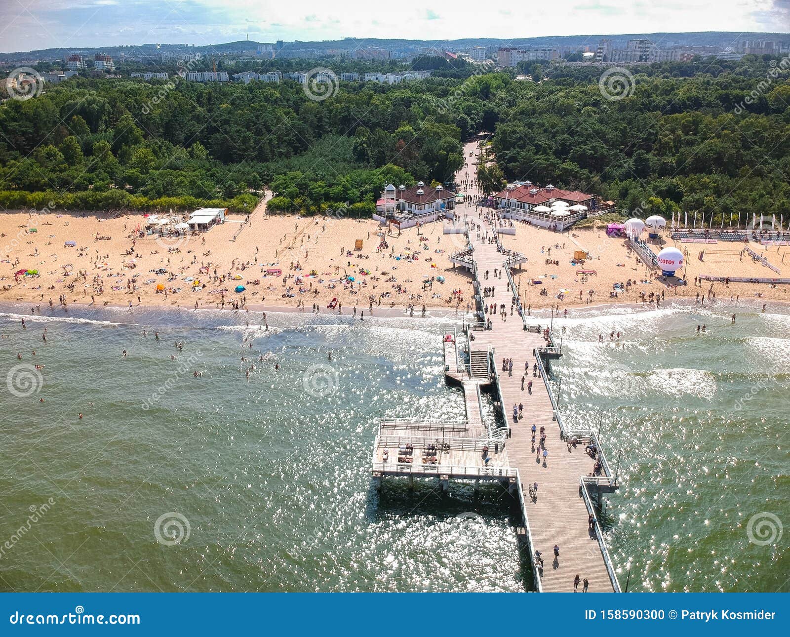 Gdansk, Poland - August 3, 2019: People Relaxing on the Beach with ...