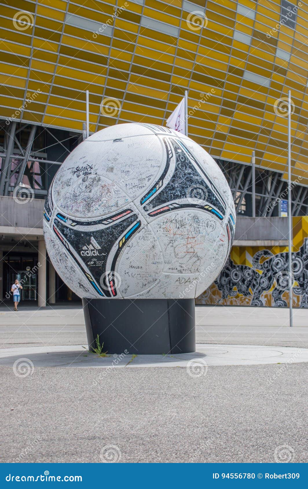 Gdansk, Poland - June 14, 2017: Monumental of Tango 12 and Football Stadium Energa in Gdansk in Background. Editorial Image - Image of soccer, poland: 94556780