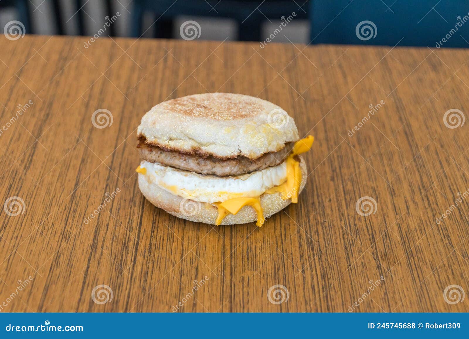 mcdonalds mcmuffin with pork and egg. mcmuffin is breakfast sandwich in mcdonald