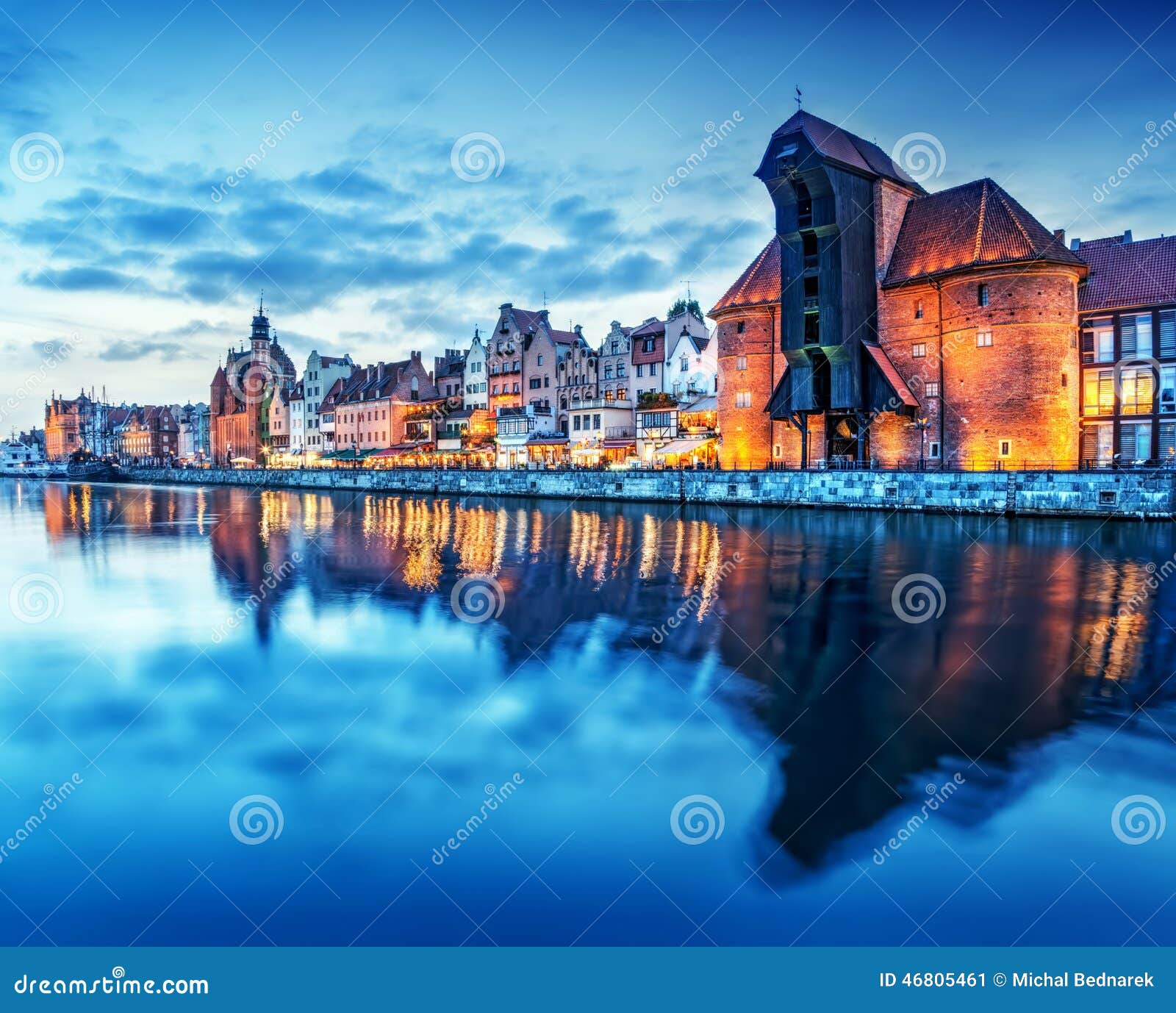 gdansk, poland old town, motlawa river. famous zuraw crane