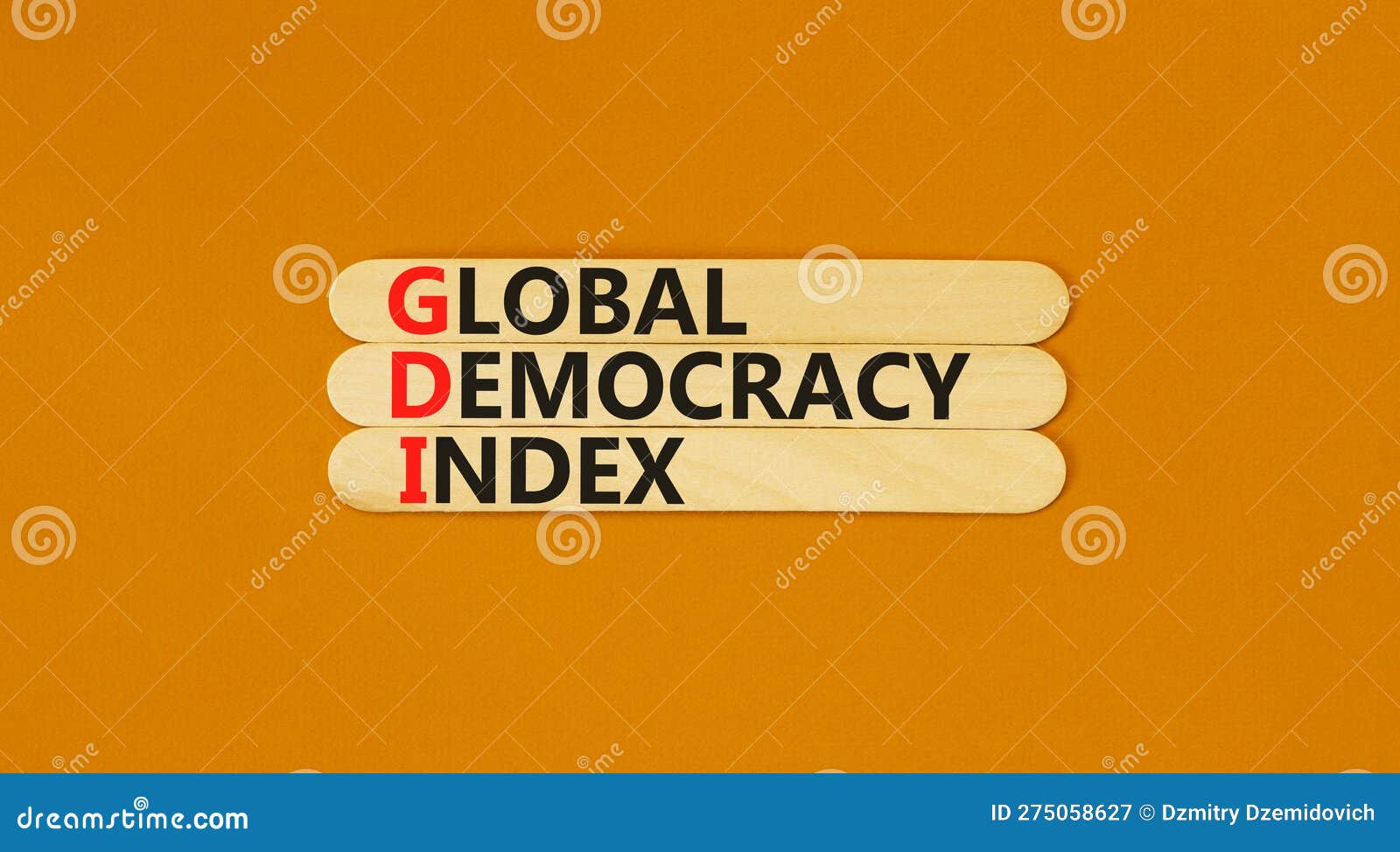 GDI Global Democracy Index Symbol. Concept Words GDI Global Democracy
