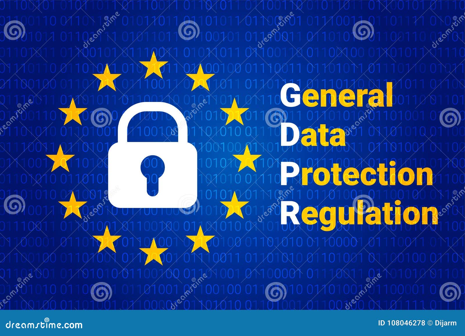 GDPR - Algemene Gegevensbeschermingverordening Vector. GDPR - Algemene Gegevensbeschermingverordening Tekst: Bent u klaar voor GDPR De vlag van de EU Vector illustratie