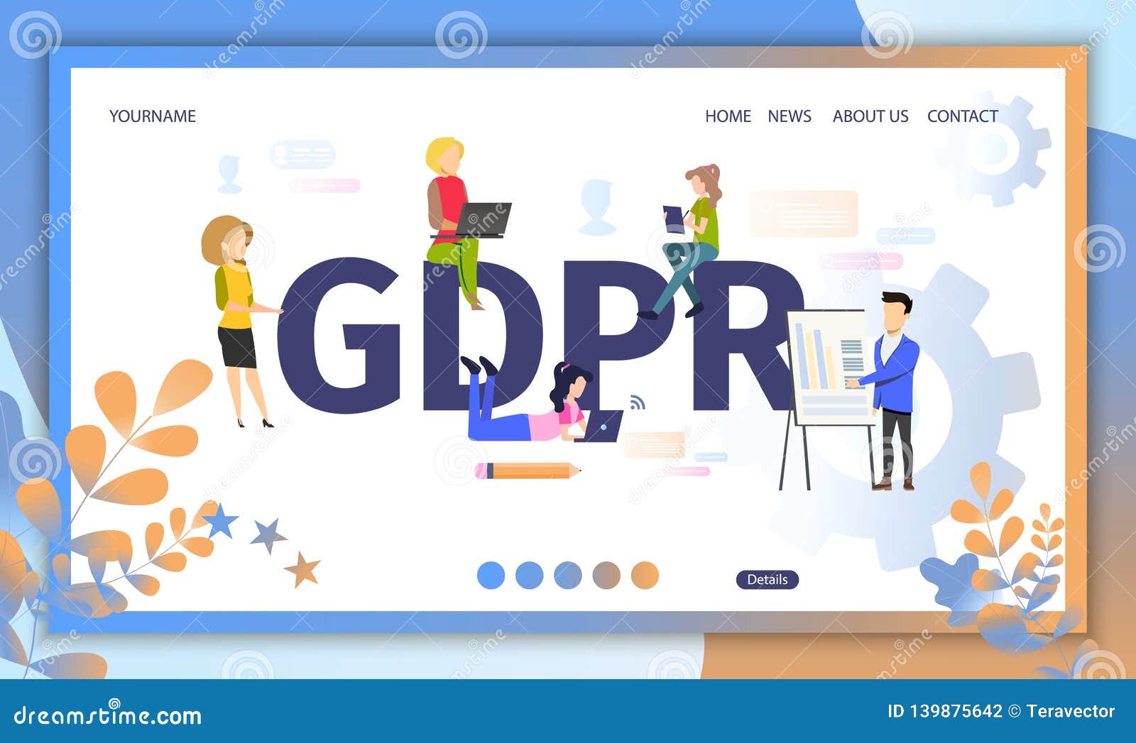 GDPR Official Regulations Flat Vector site Stock Vector