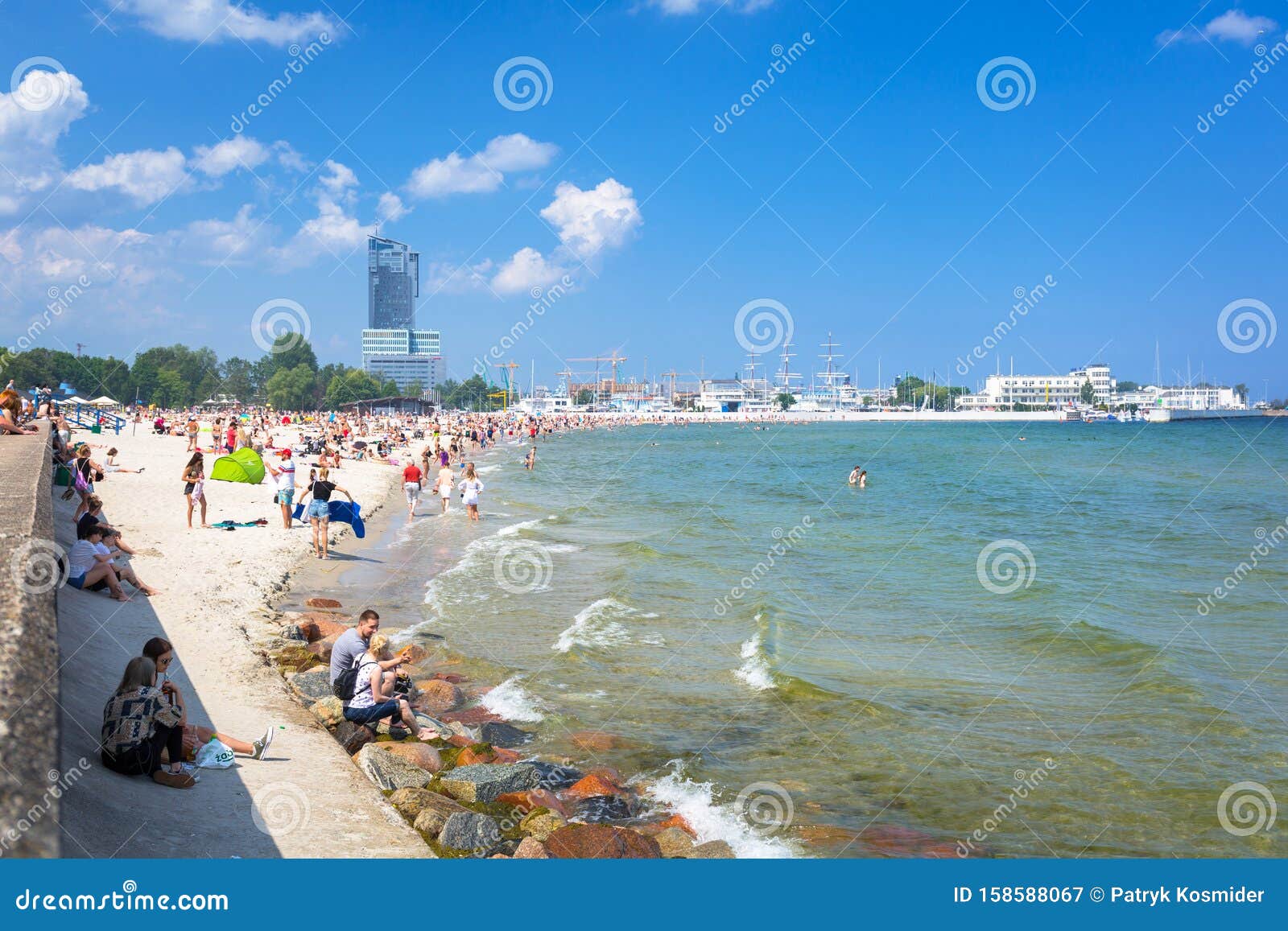 Gdynia, Poland - June 8, 2019: People on the Beach at Baltic Sea in ...
