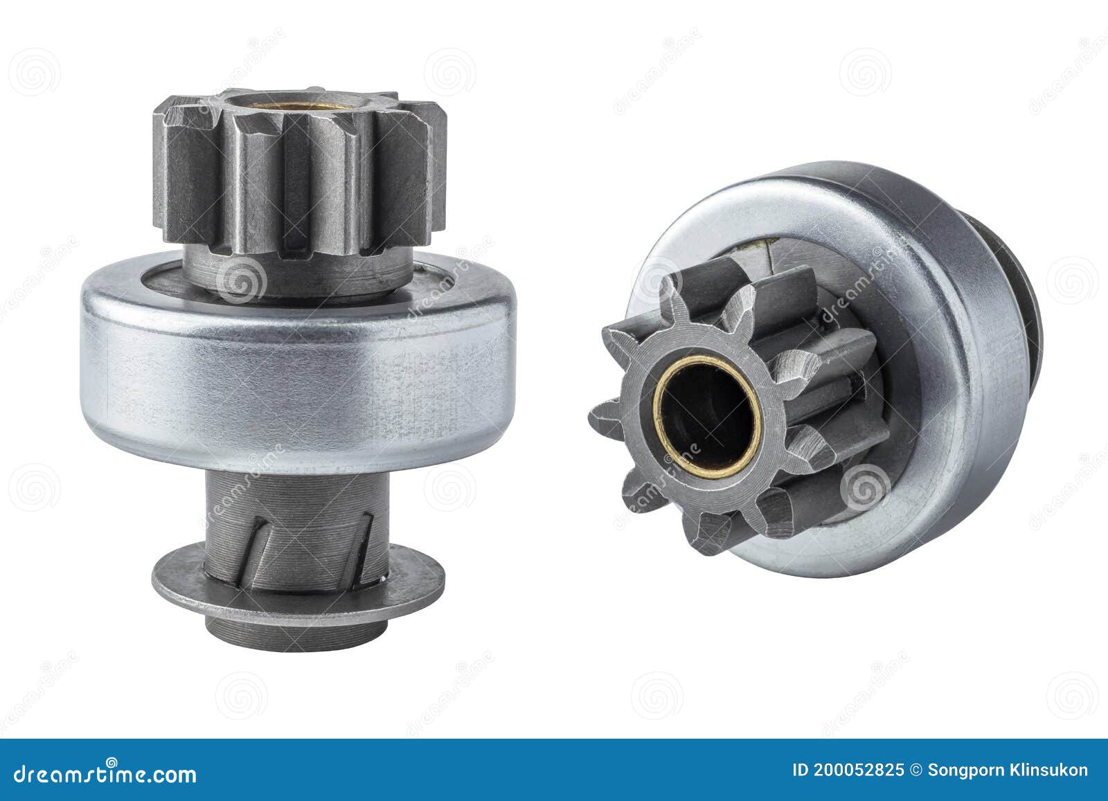 Gear Bendix Drive of Car Starter Isolated on White Background Stock