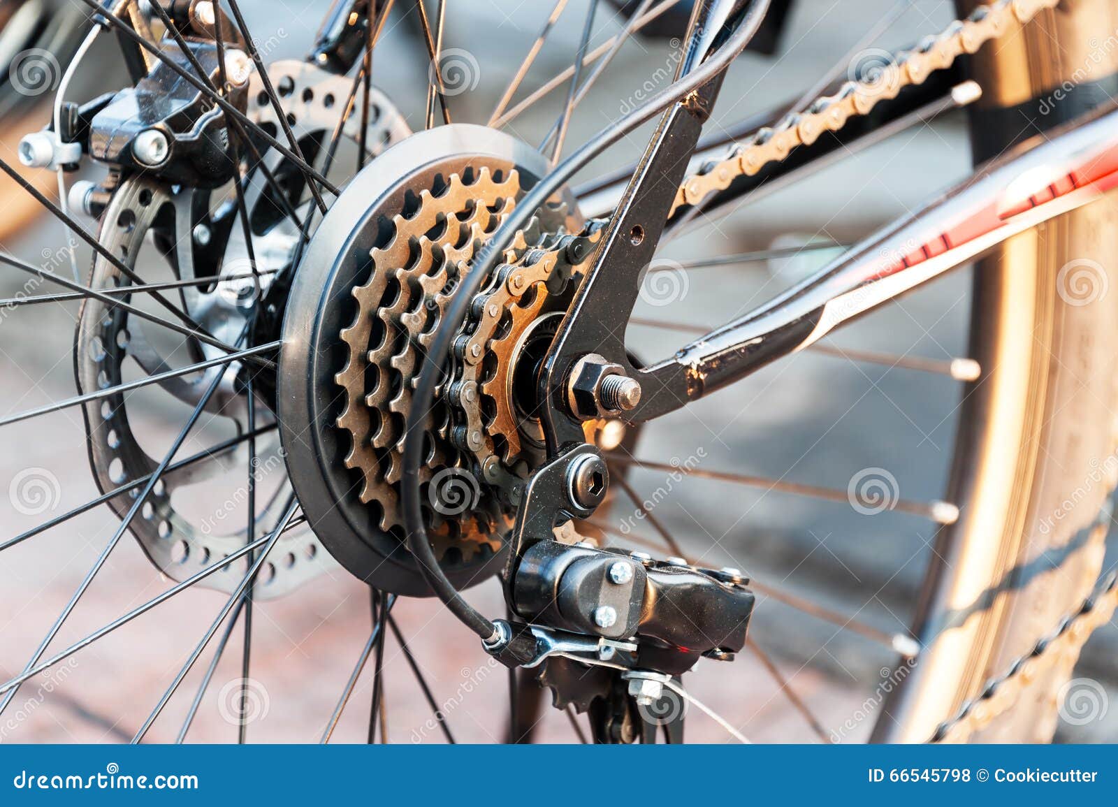 Gear Bicycle in soft light stock photo. Image of mountain 66545798