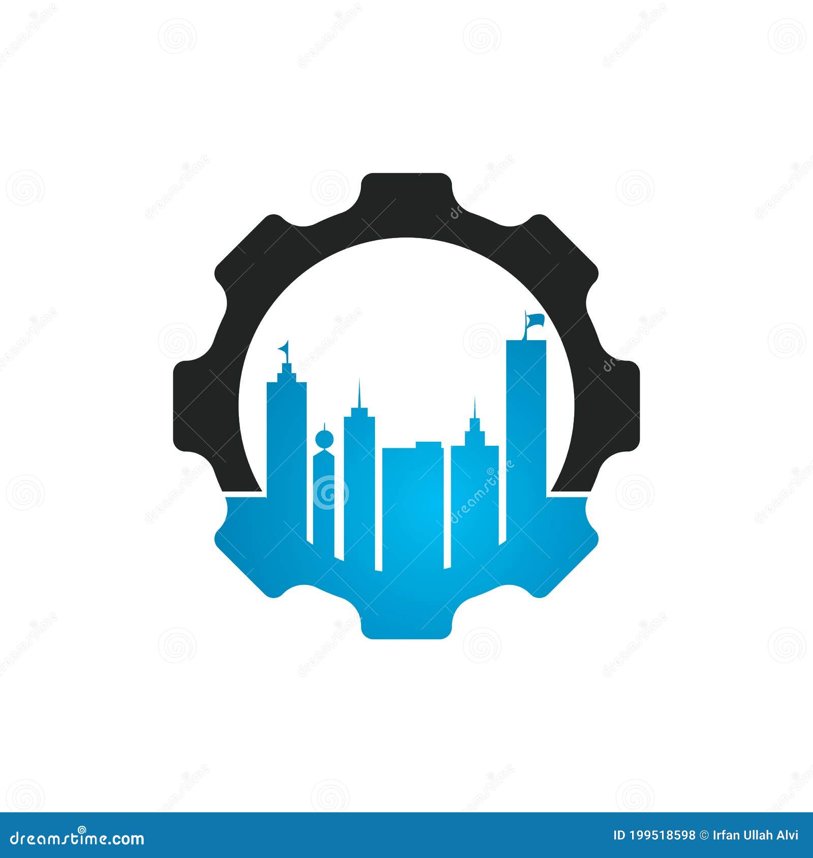 Gear Building Vector Logo Design Template. Stock Vector Illustration