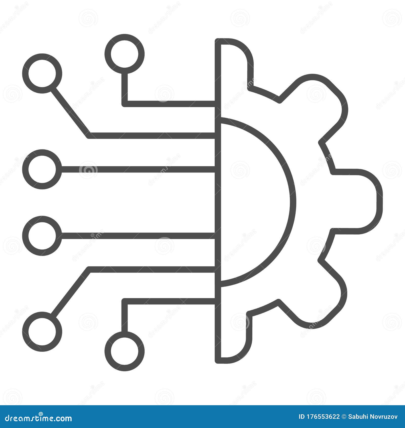 Gear Connection Thin Line Icon. Gear with Chip Circuit Hardware or Software Symbol Outline Style Pictogram on White Stock Vector Illustration of black innovations 176553622