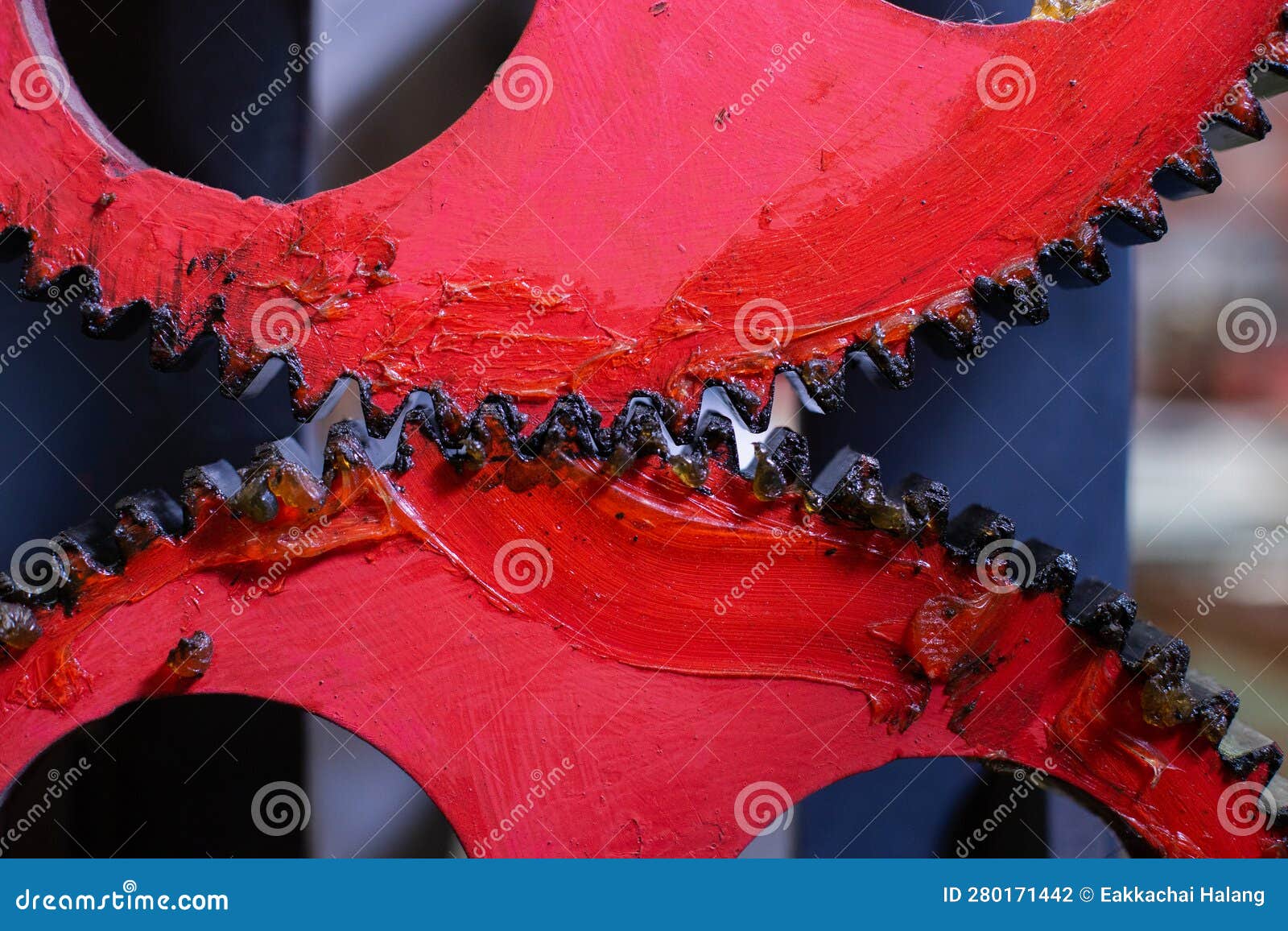 Gear Drive Machine Engine Industry. Connect Motion of Machinery Stock