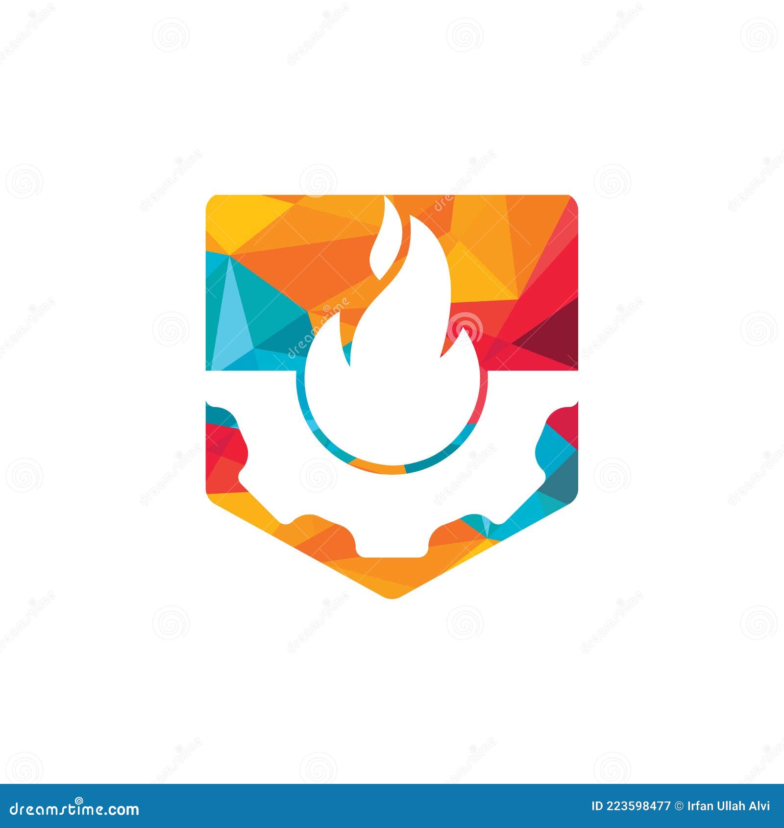 Gear and Fire Vector Logo Design Template. Stock Vector Illustration