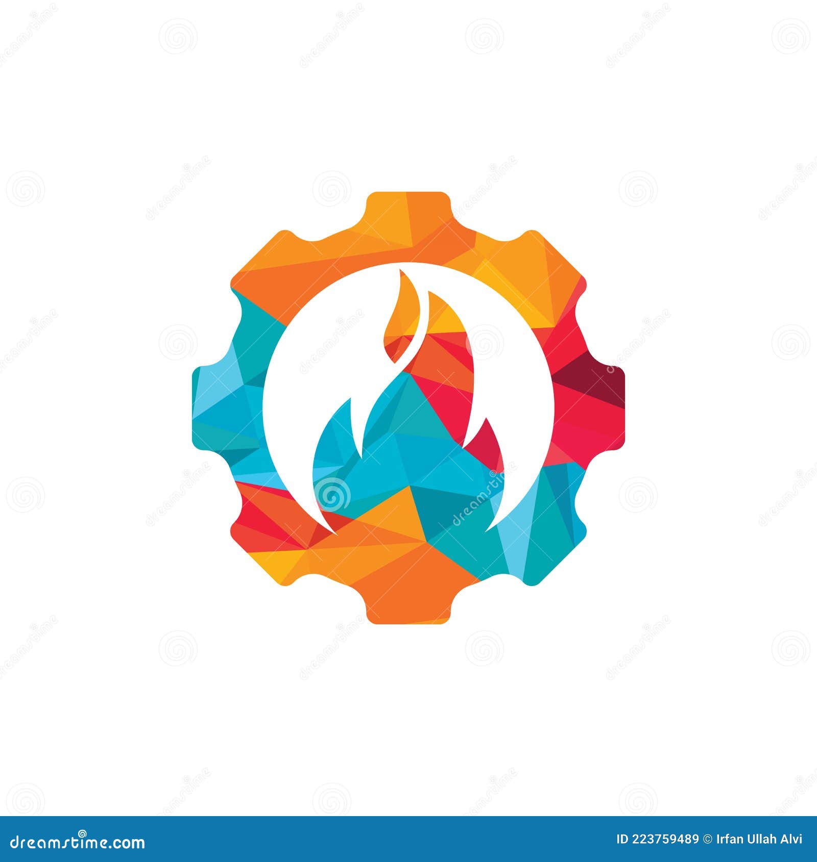 Gear and Fire Vector Logo Design Template. Stock Vector Illustration
