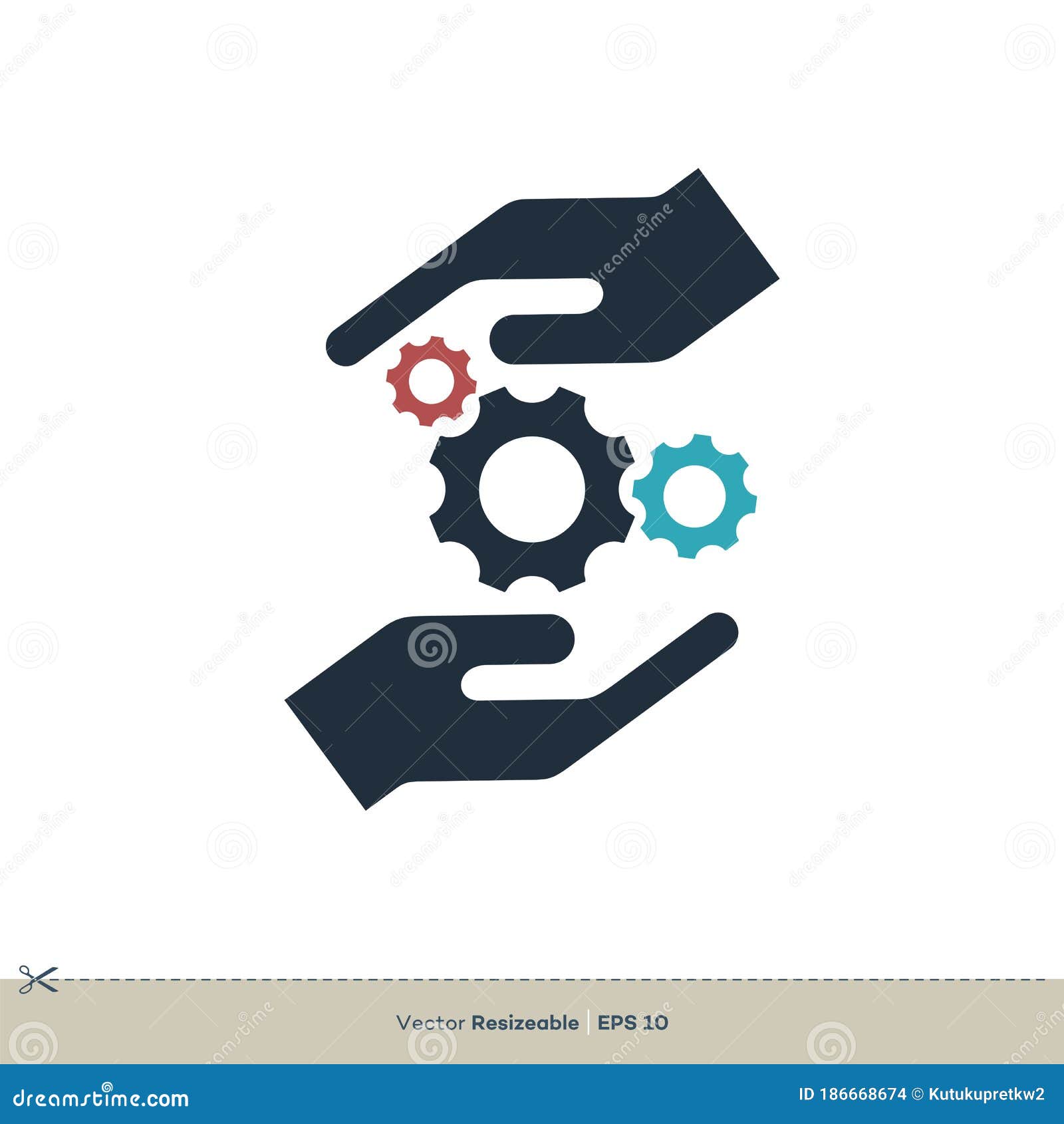Gear and Hand Holding Icon Vector Logo Template Illustration Design