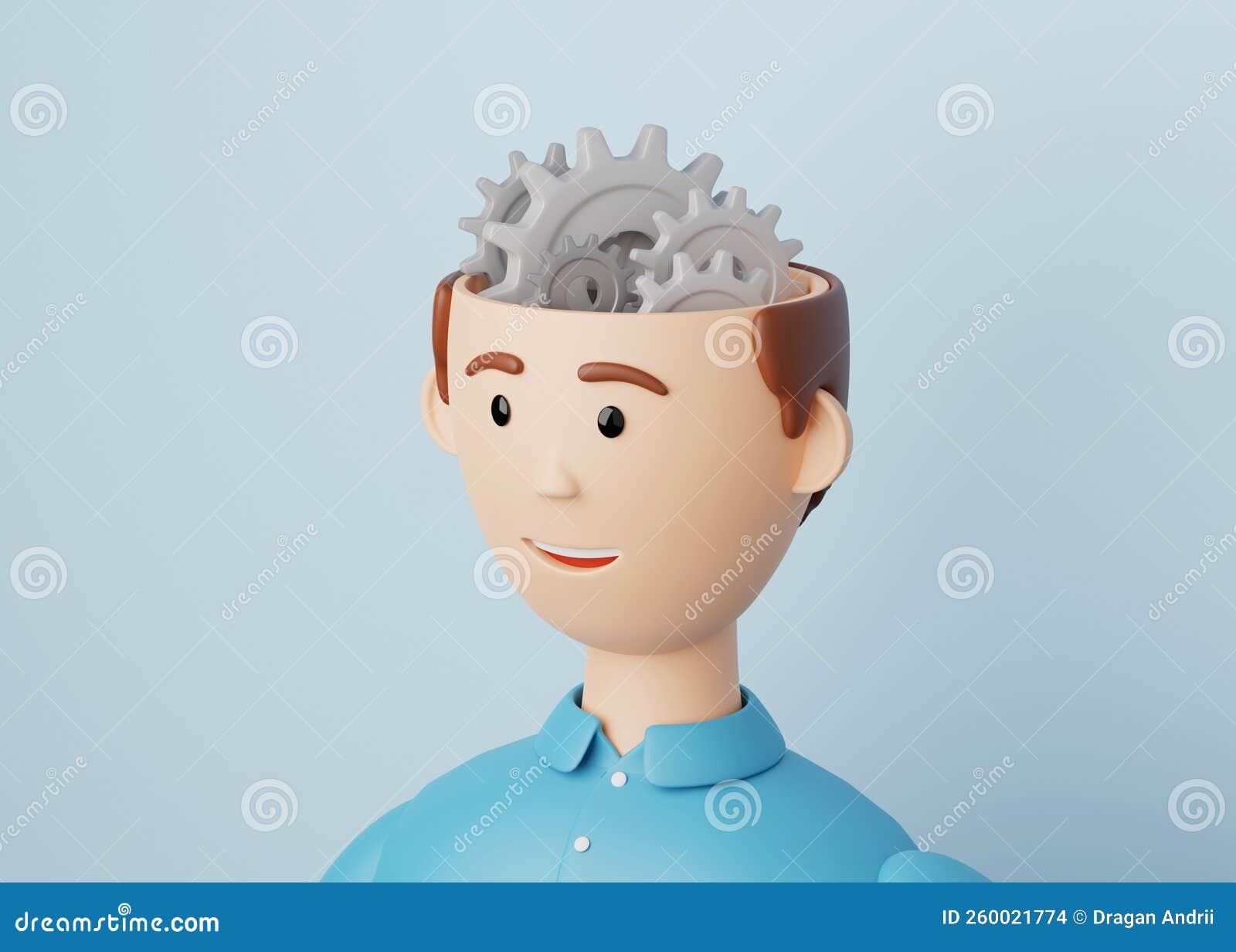 Gear Head Inside. Man Thinks in a System Stock Illustration