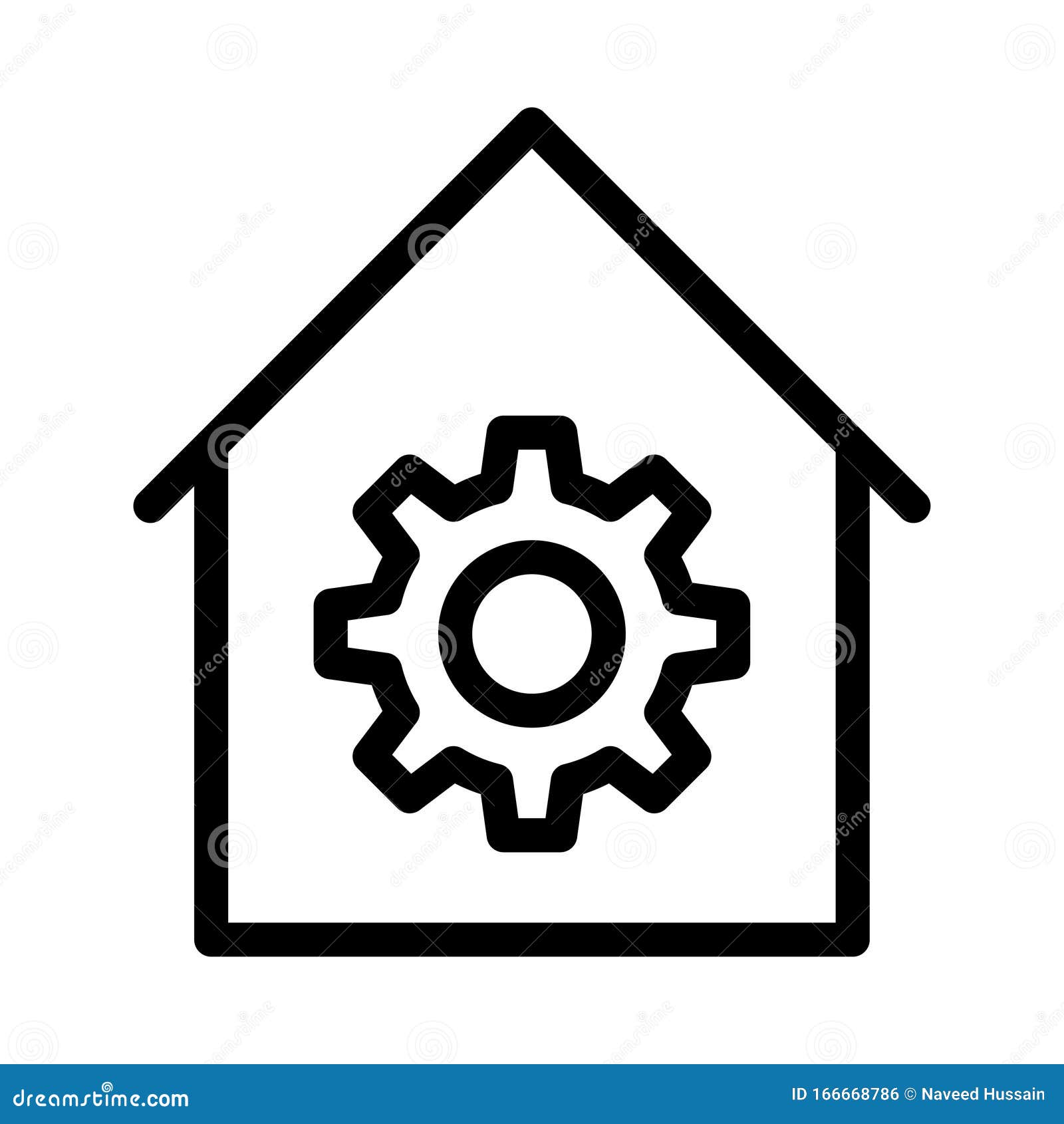 Gear House Vector Thin Line Icon Stock Illustration Illustration of line, gear 166668786