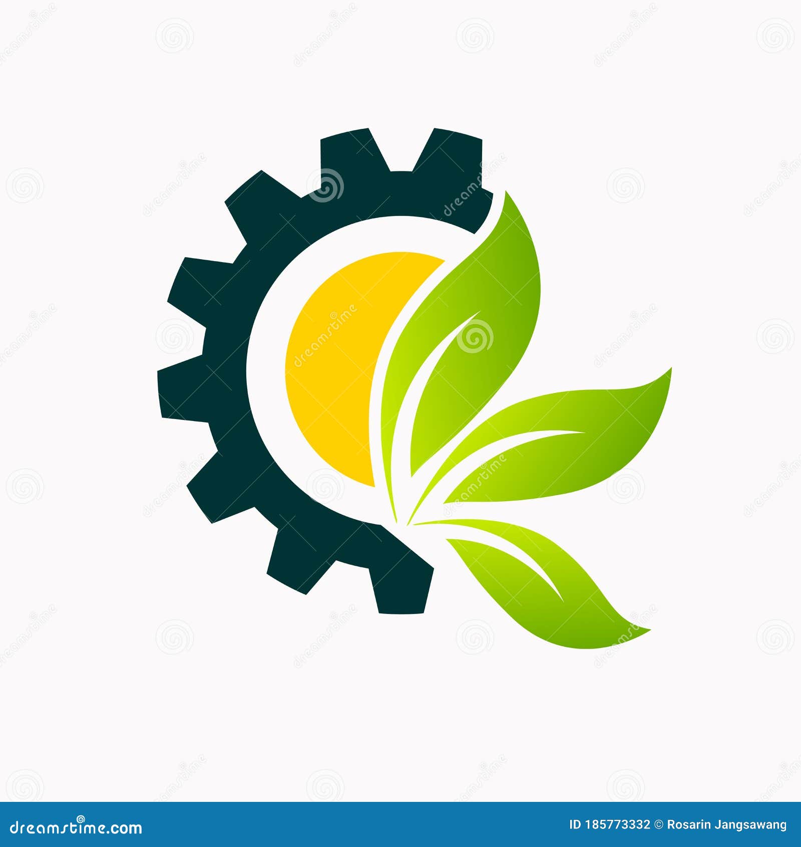Gear and Leaf Logo Vector stock vector. Illustration of mechanical