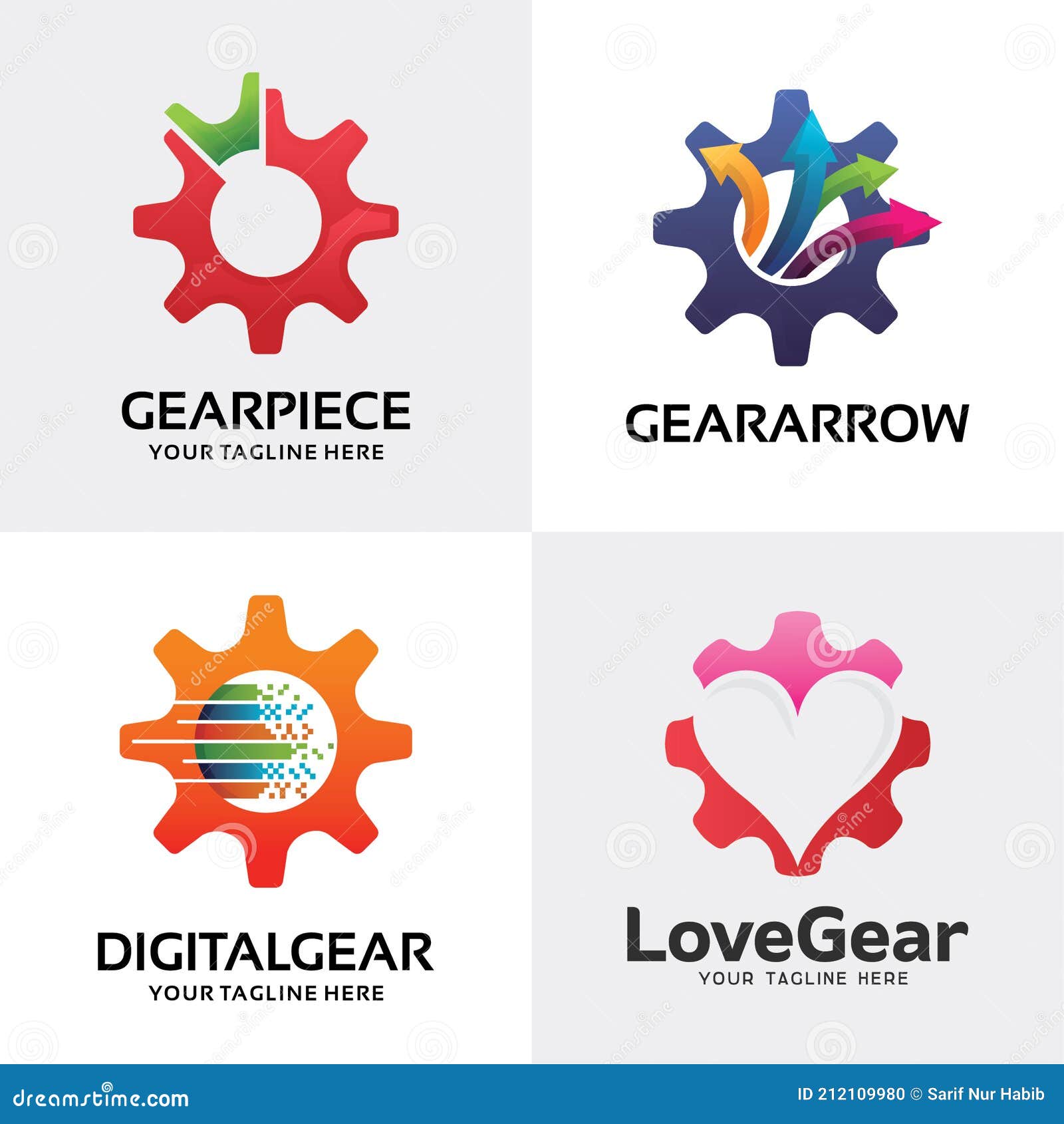Gear Logo Set Design Template Collection Stock Vector Illustration of