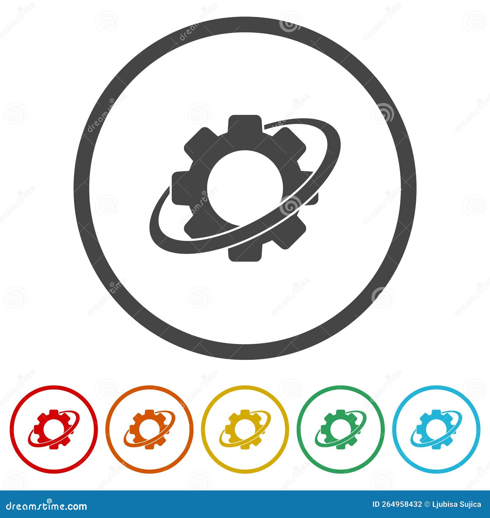 Gear Logo. Set Icons in Color Circle Buttons Stock Vector Illustration of industry, concept