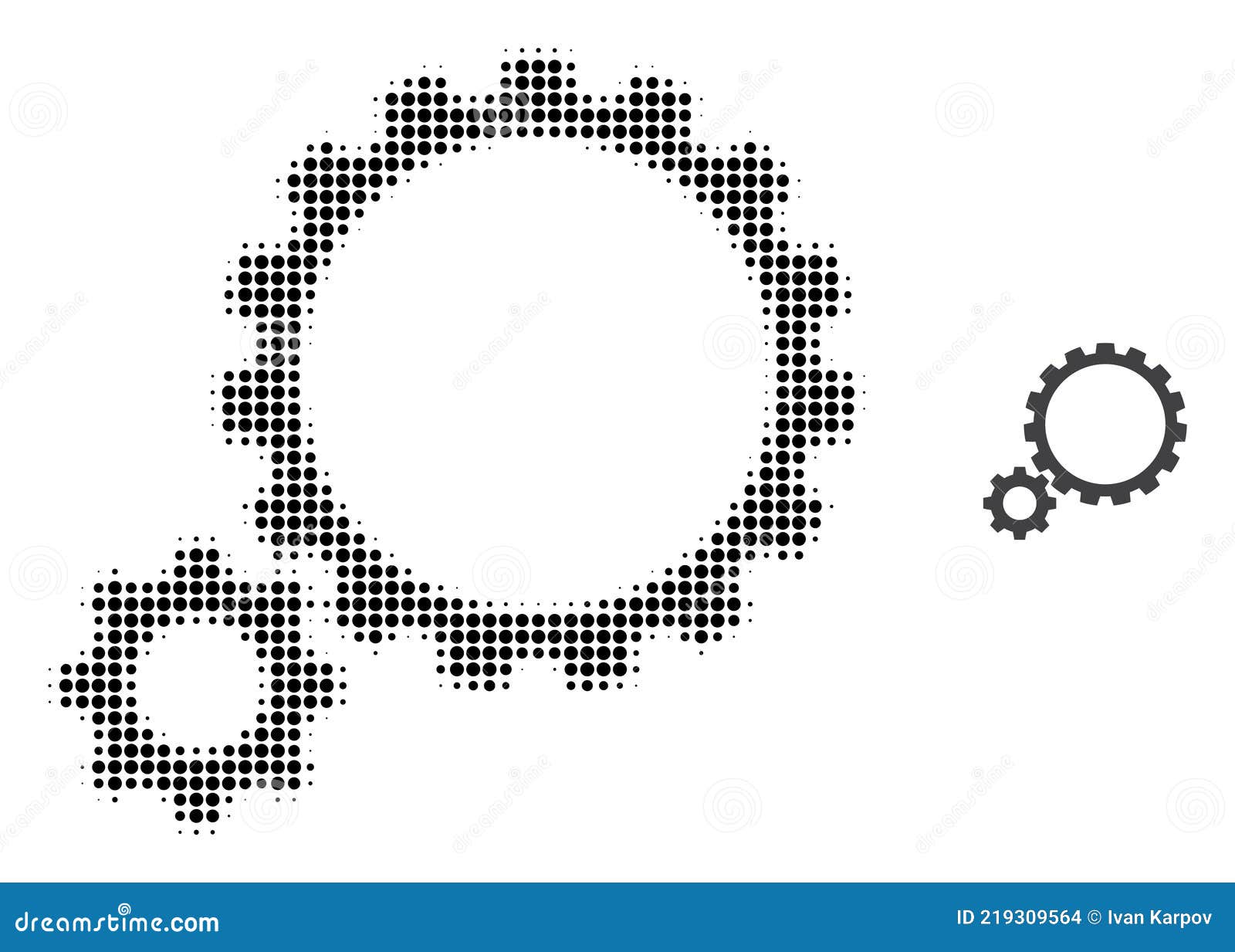 Gear Transmission Halftone Dotted Icon Stock Vector Illustration of cogs, combination 219309564