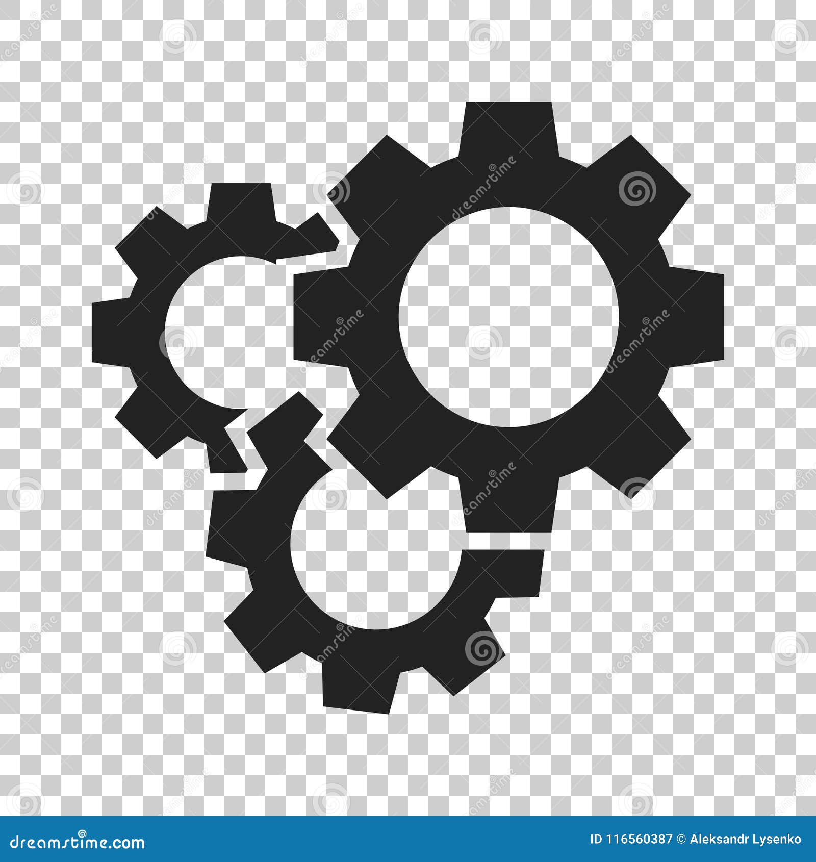 gear  icon in flat style. cog wheel  on  transparent background. gearwheel cogwheel business concept.