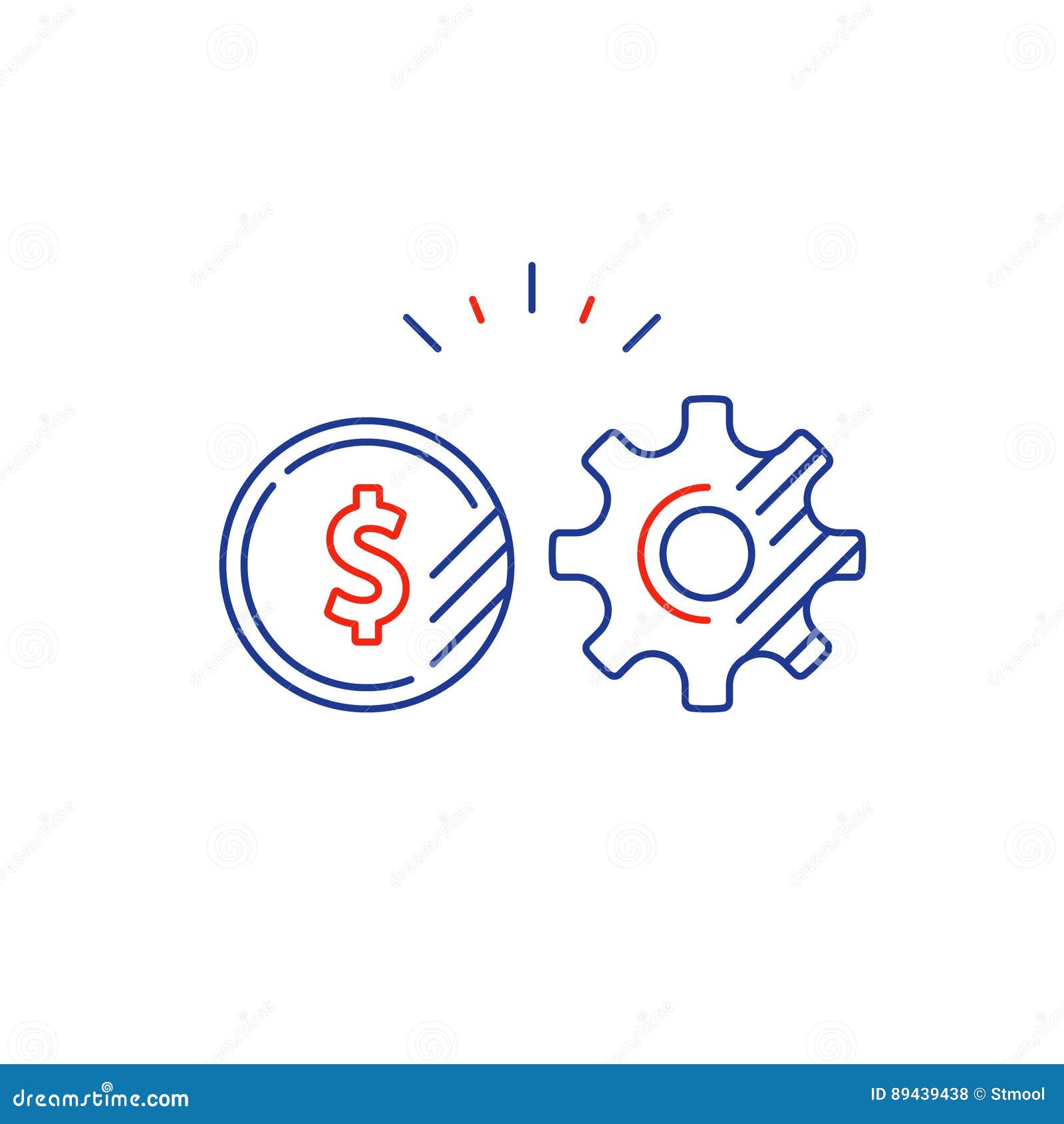 Gear Wheel Financial Plan, Money Investment Strategy Idea, Line Icon