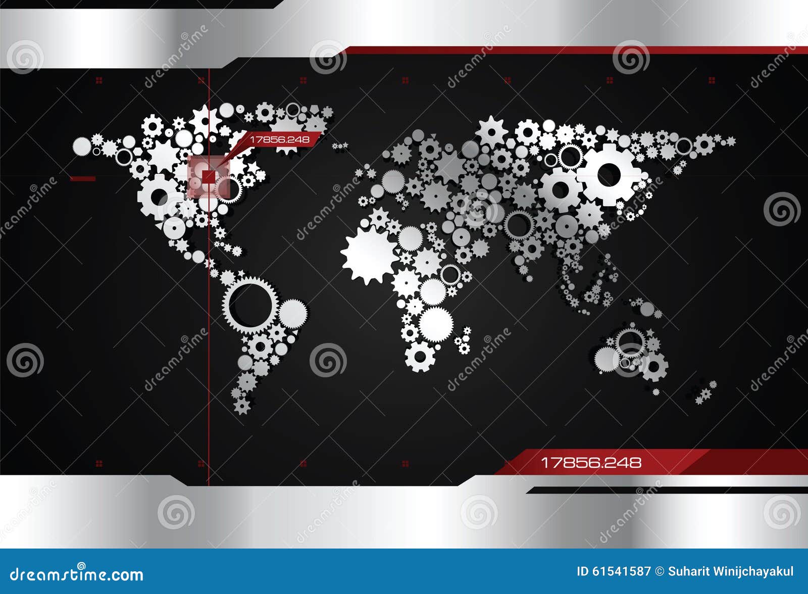 Gear World Map Infographic Digital Cursor 61541587 