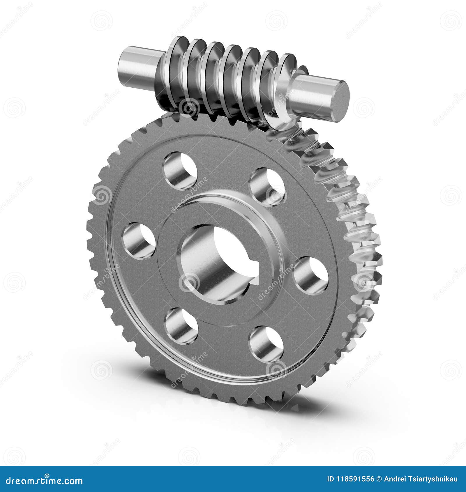 Gear Worm Wheels. Mechanics for Training. 3D Rendering. Stock